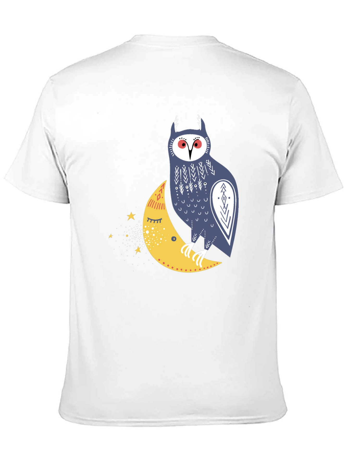 Owl on Moon Graphic Tee - Black Cotton T-Shirt