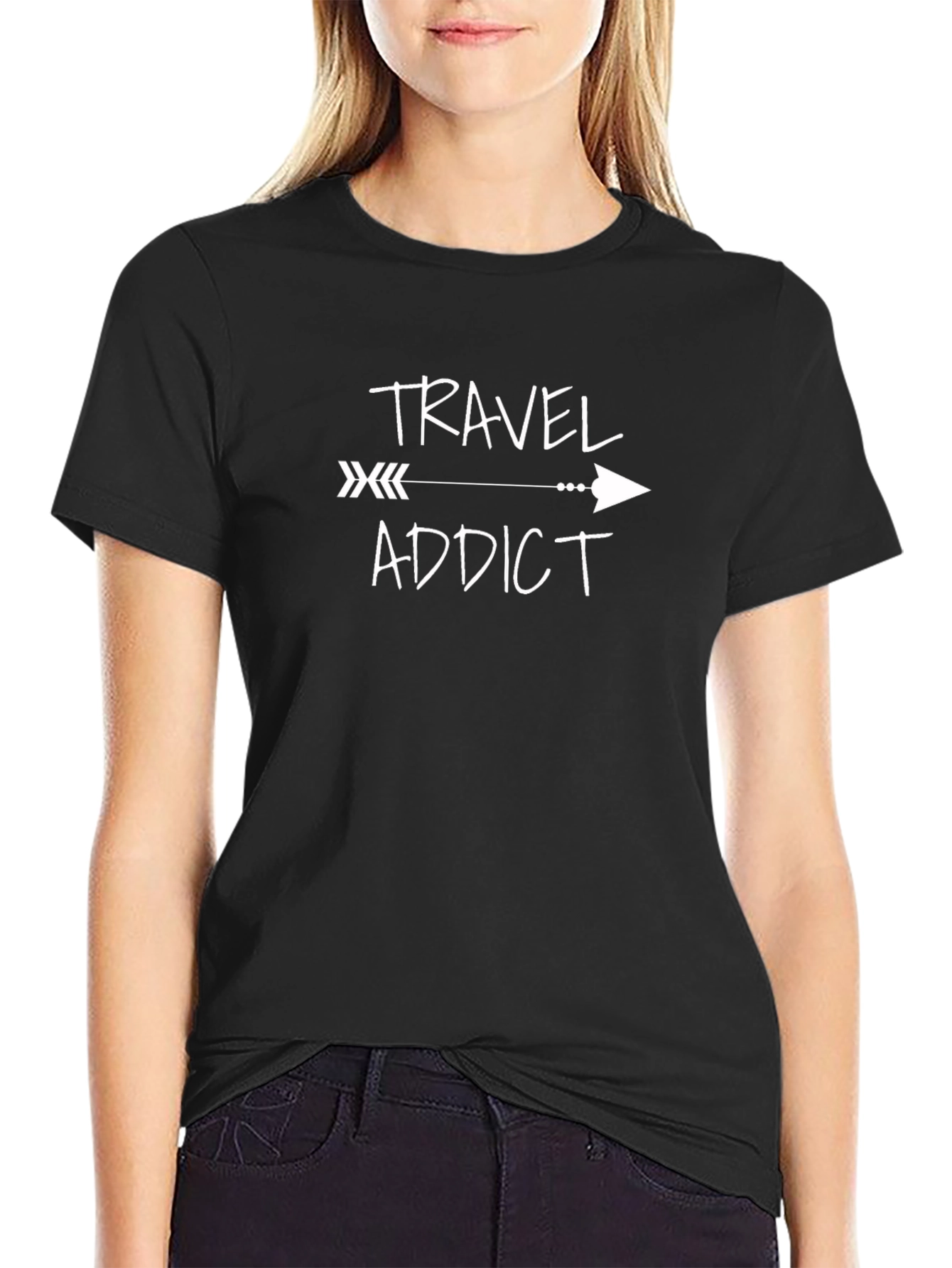Travel Addict Graphic Tee - Black