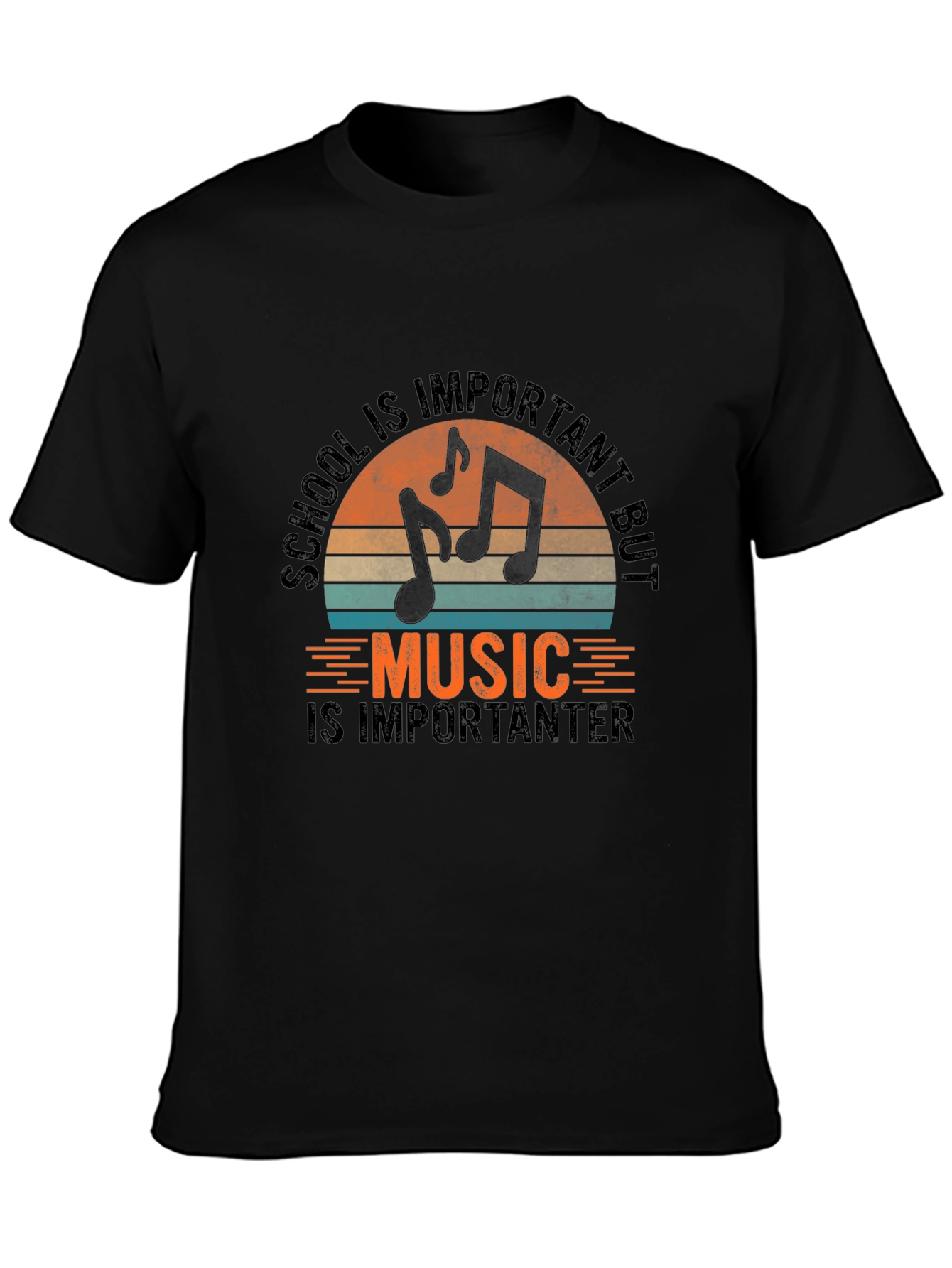 Music Is Importanter Black Graphic Tee