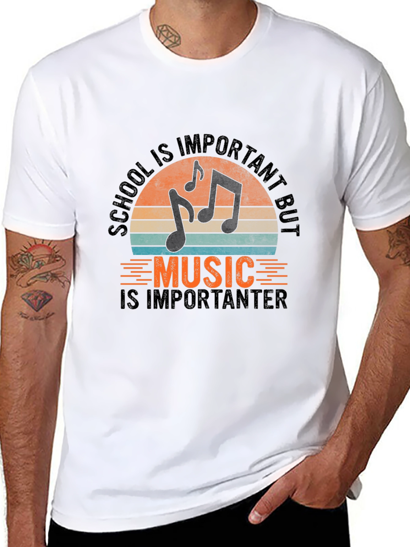 Music Is Importanter Black Graphic Tee