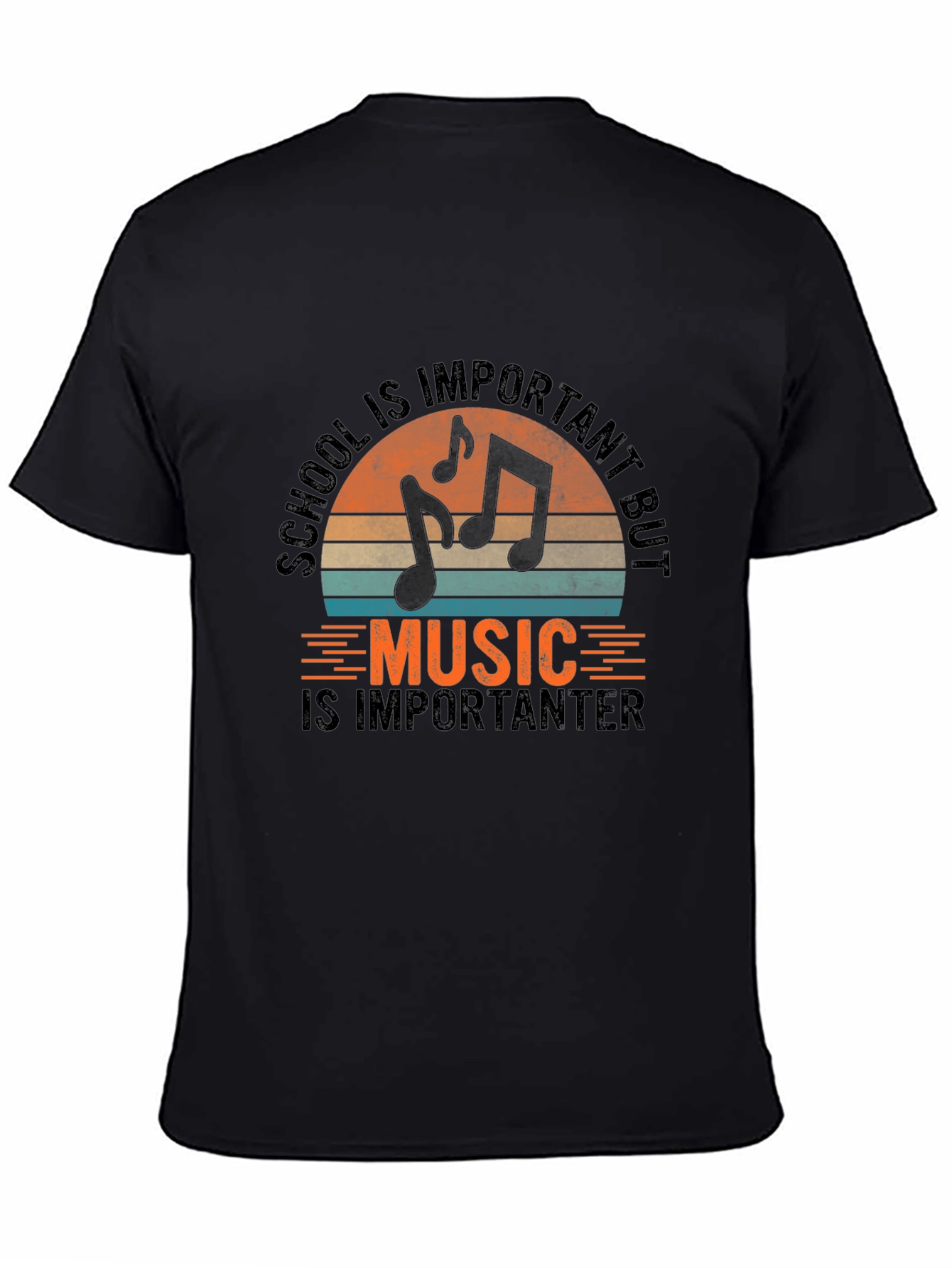 Music Is Importanter Black Graphic Tee