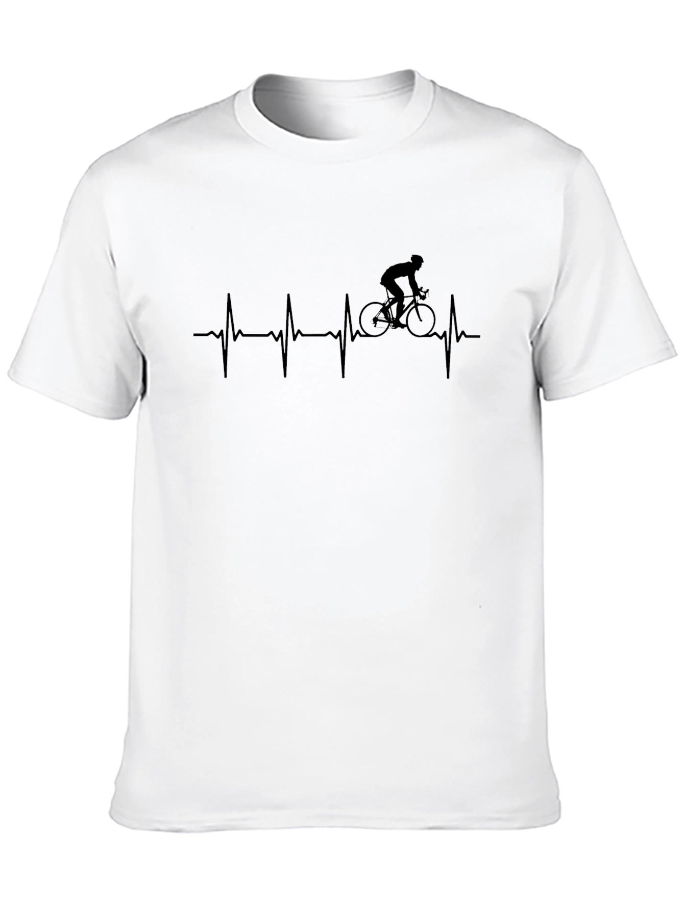 Cycling Heartbeat Graphic Tee - Black Cotton T-Shirt
