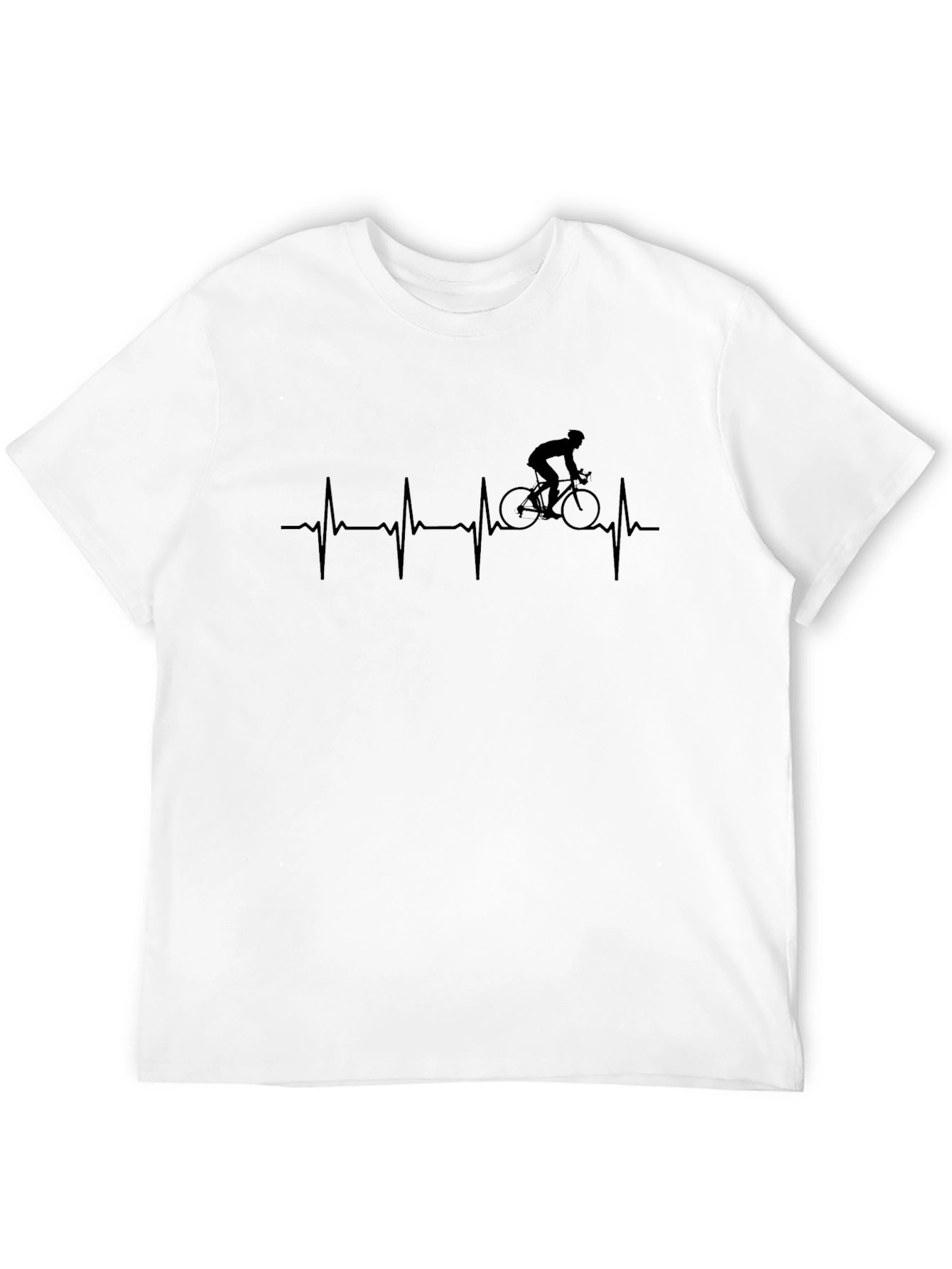Cycling Heartbeat Graphic Tee - Black Cotton T-Shirt