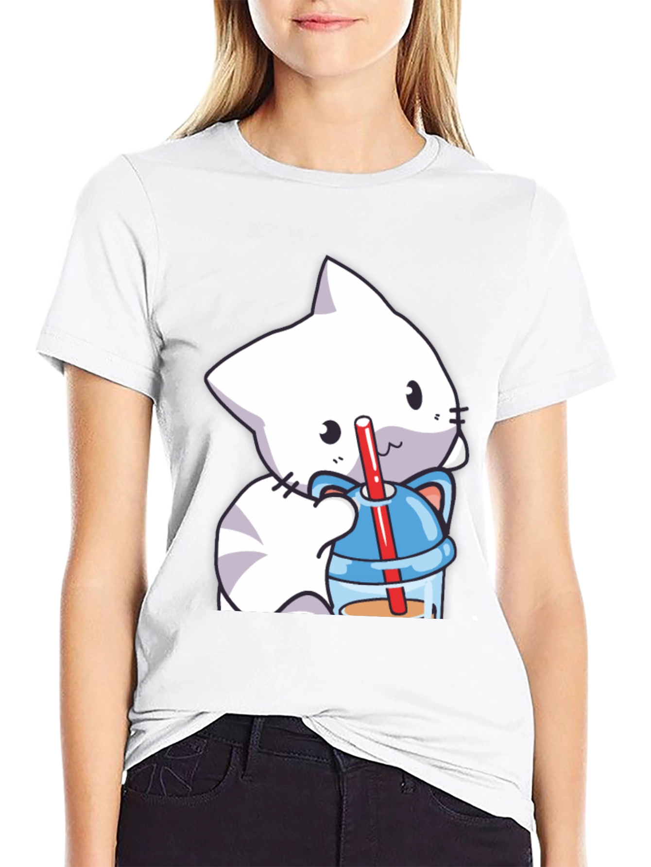 Cute Cat Boba T-Shirt - Kawaii Style