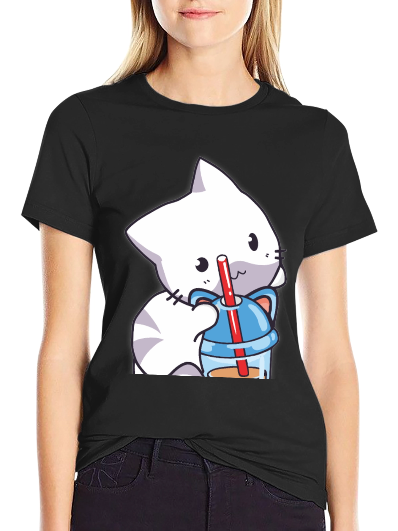 Cute Cat Boba T-Shirt - Kawaii Style