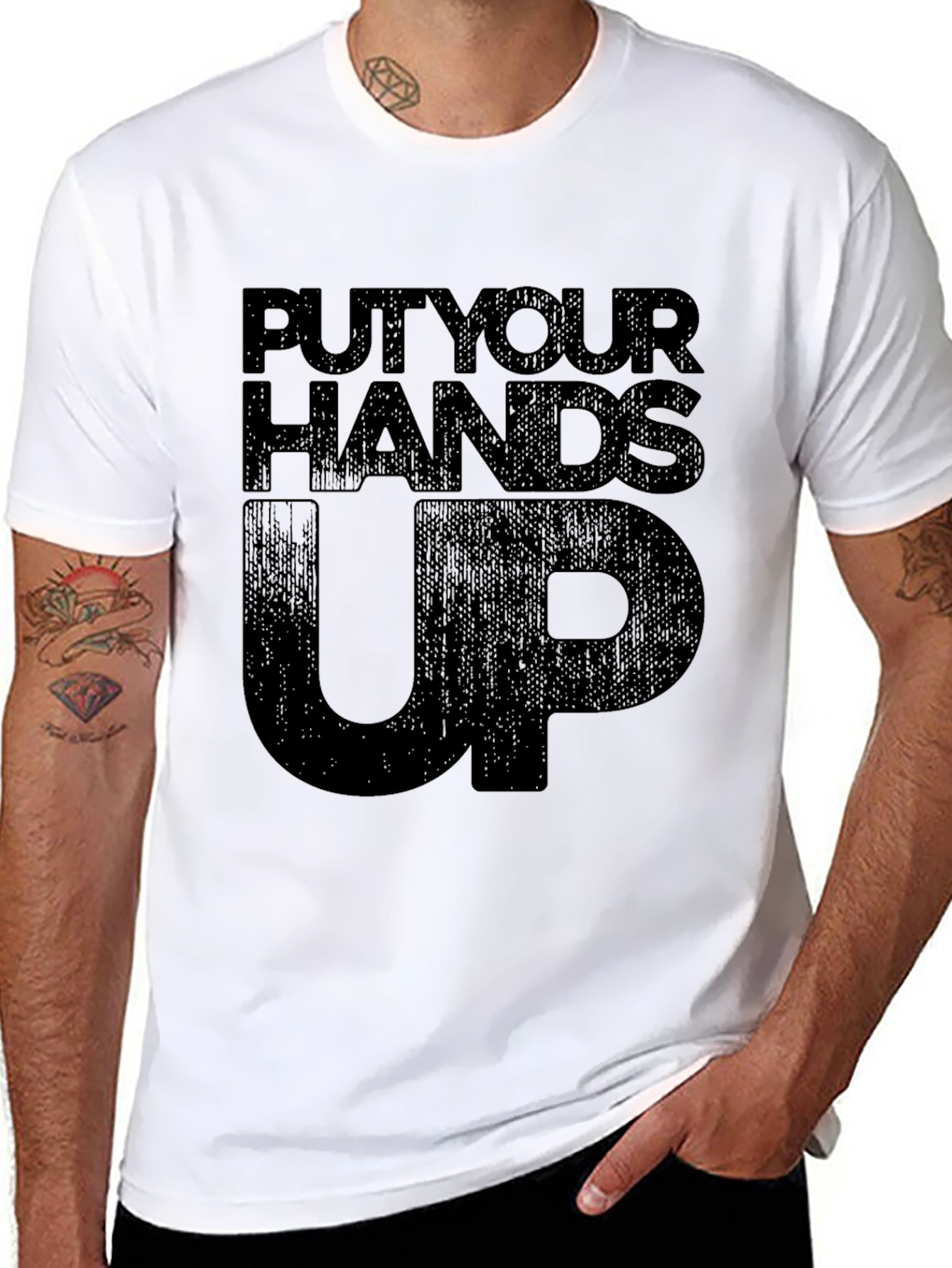 Put Your Hands Up Black Graphic Tee