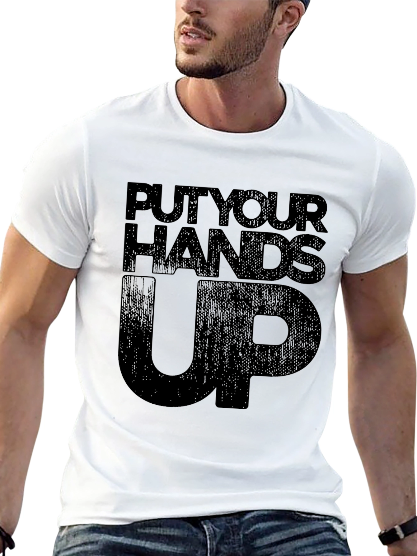 Put Your Hands Up Black Graphic Tee