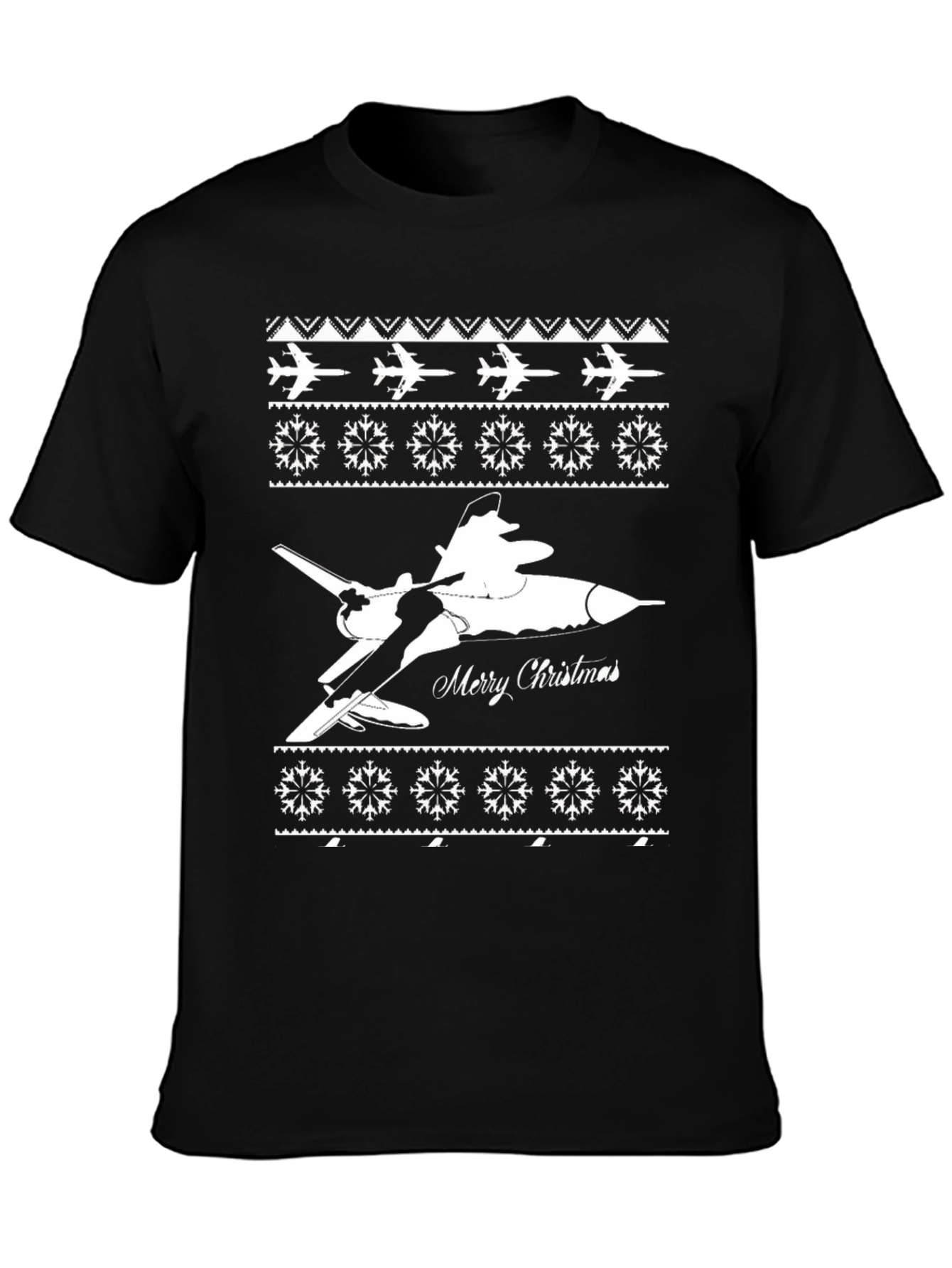Military Jet Christmas Sweater Style T-Shirt