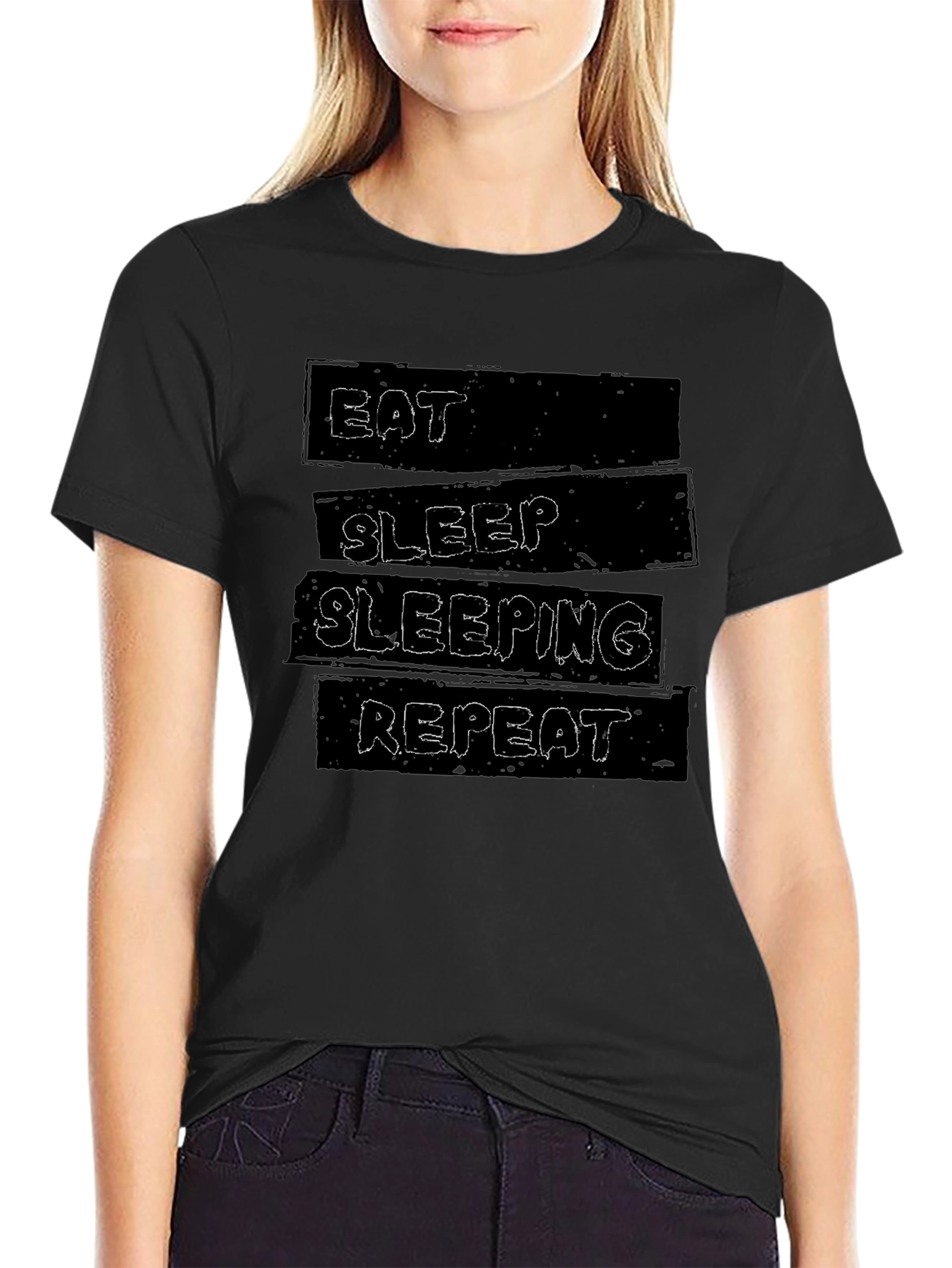 Eat Sleep Sleeping Repeat Black Graphic Tee