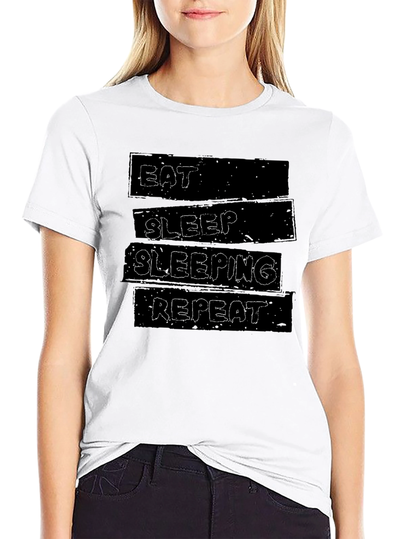 Eat Sleep Sleeping Repeat Black Graphic Tee