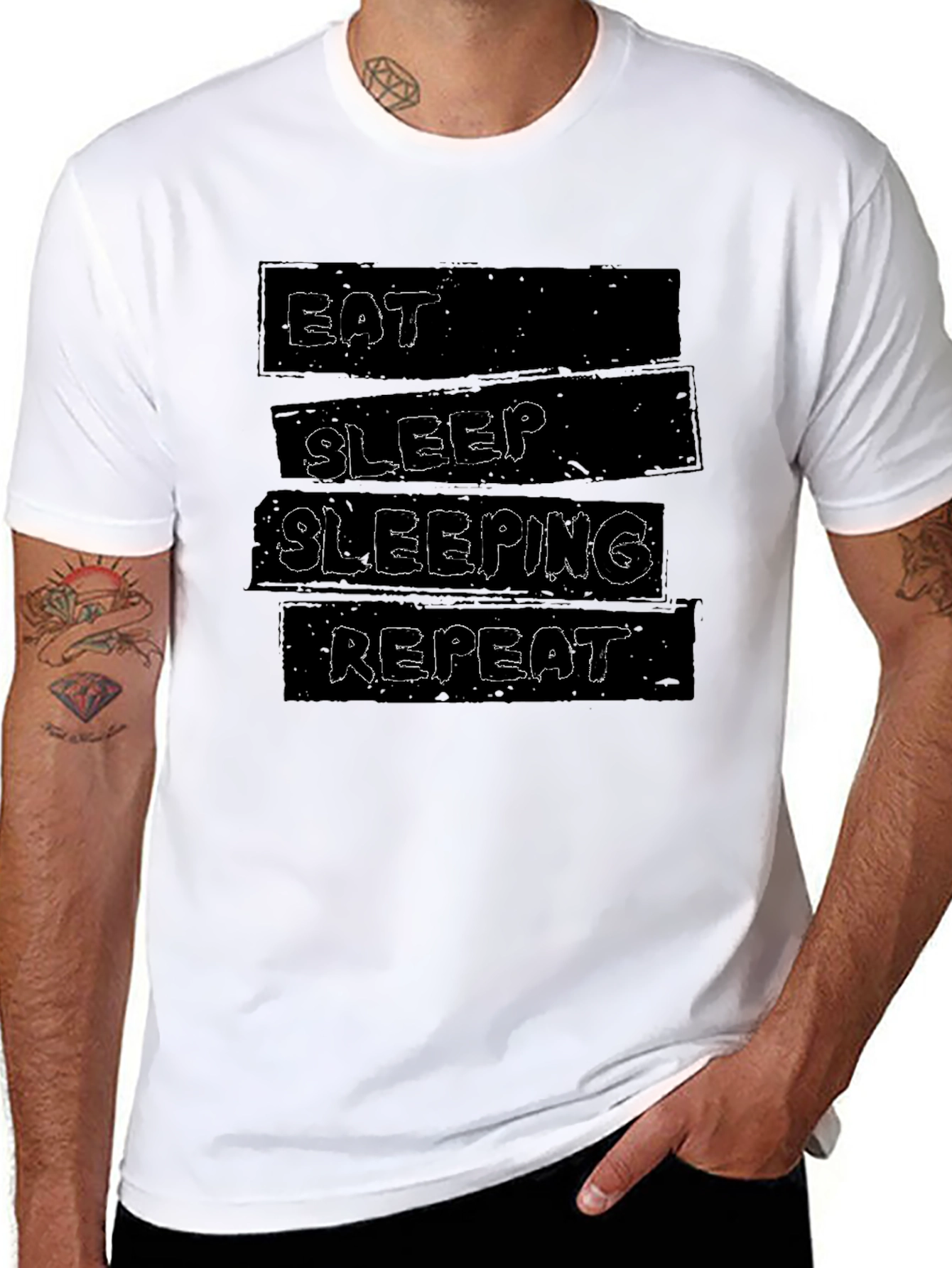 Eat Sleep Sleeping Repeat Black Graphic Tee