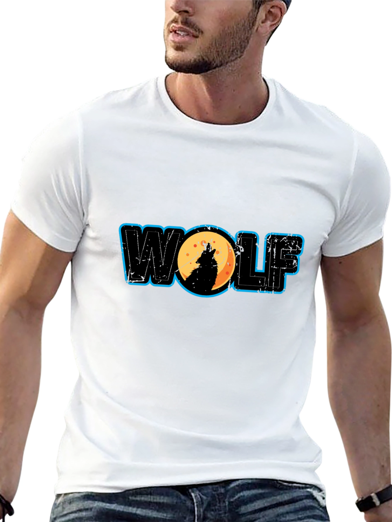 Wolf Howling Moon Graphic Tee - Black