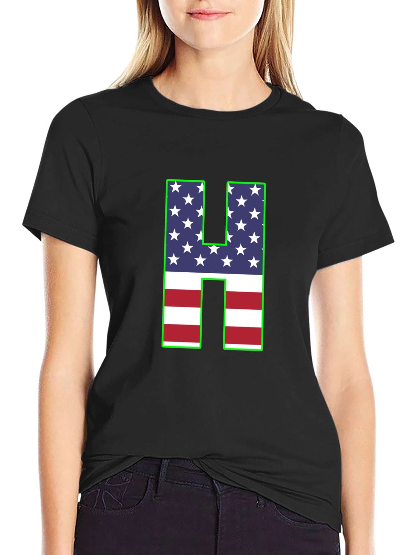 American Flag Letter H T-Shirt