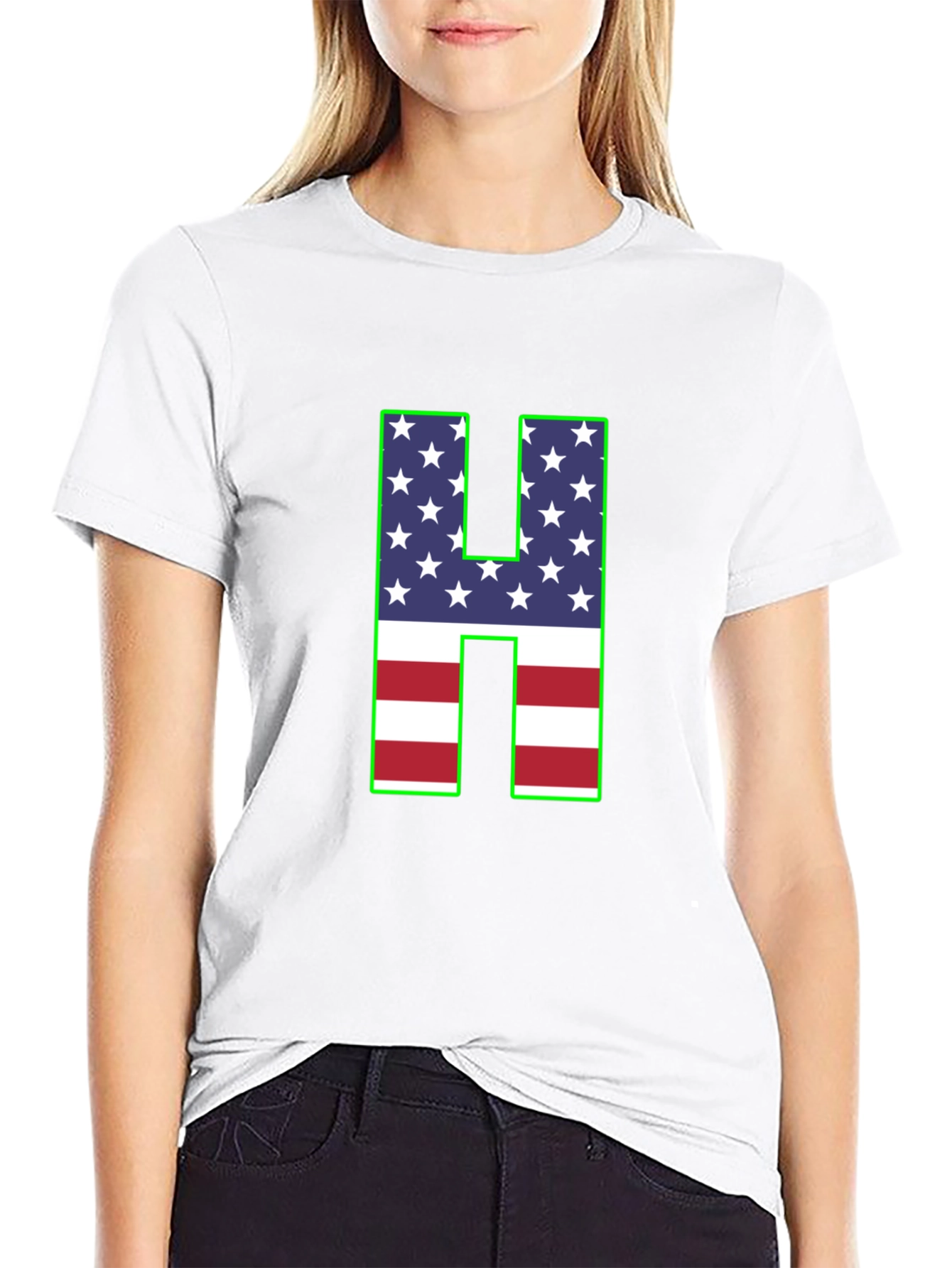 American Flag Letter H T-Shirt