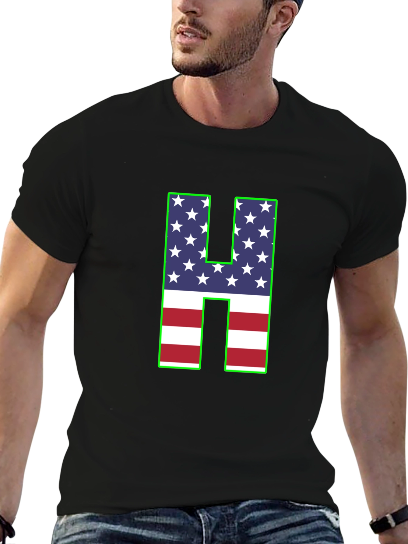 American Flag Letter H T-Shirt