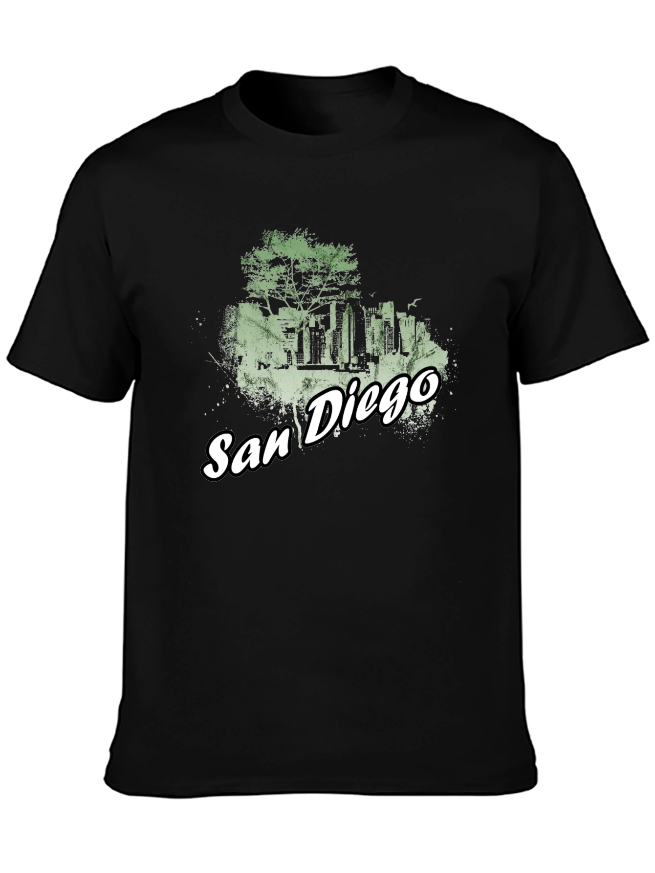 San Diego Skyline Graphic Tee - Black Cotton T-Shirt