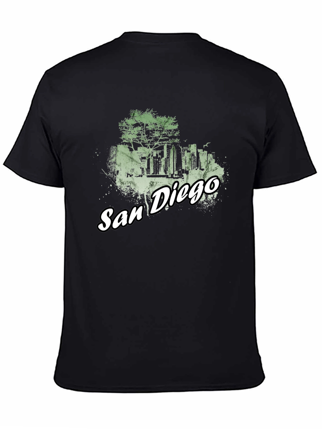 San Diego Skyline Graphic Tee - Black Cotton T-Shirt