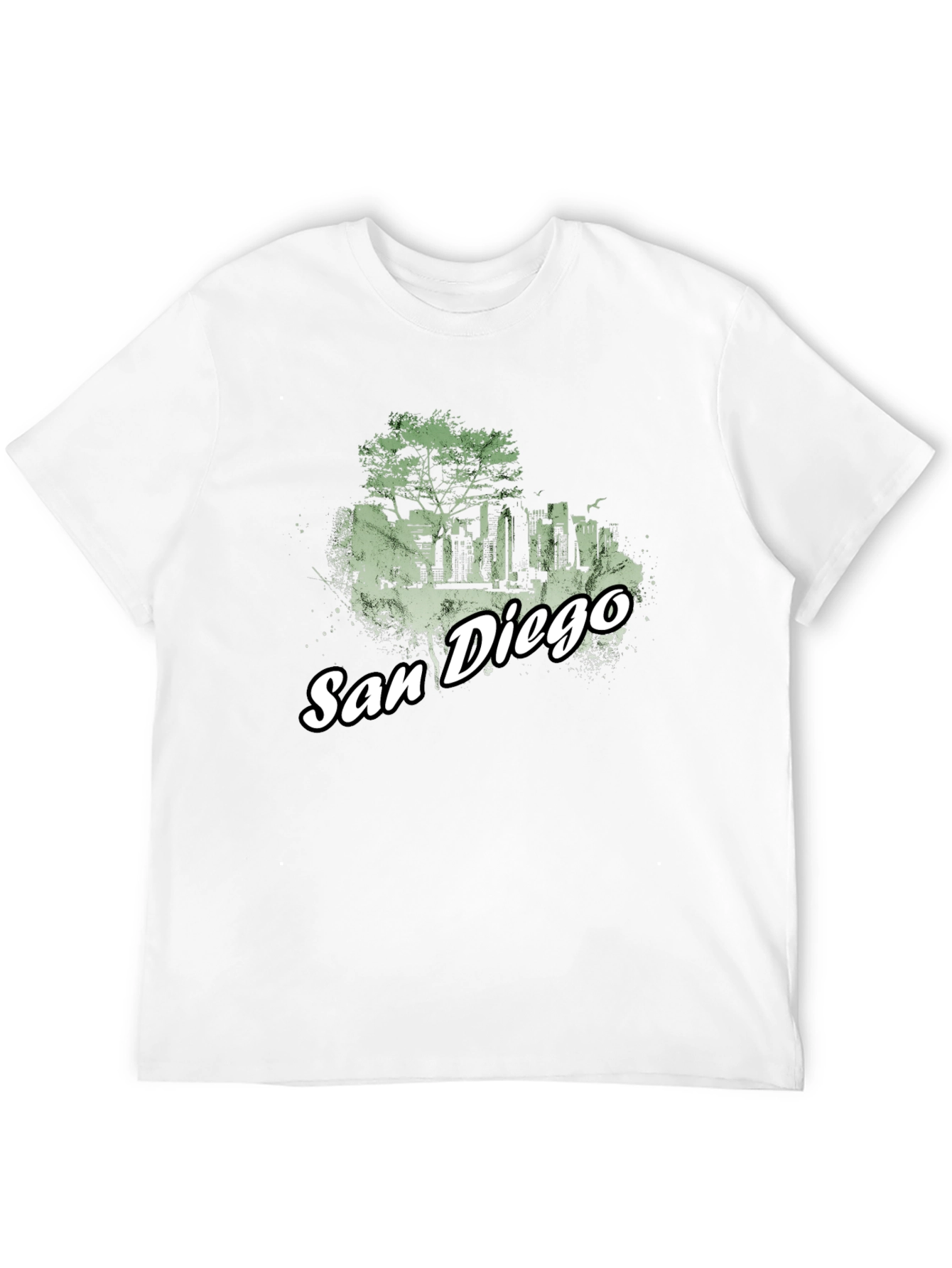 San Diego Skyline Graphic Tee - Black Cotton T-Shirt