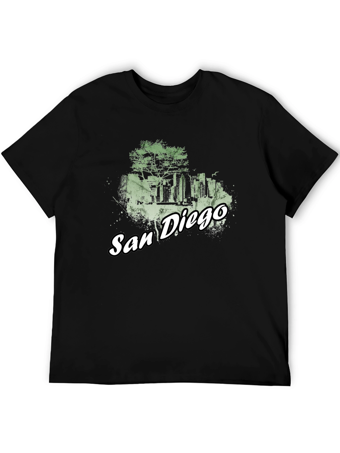 San Diego Skyline Graphic Tee - Black Cotton T-Shirt