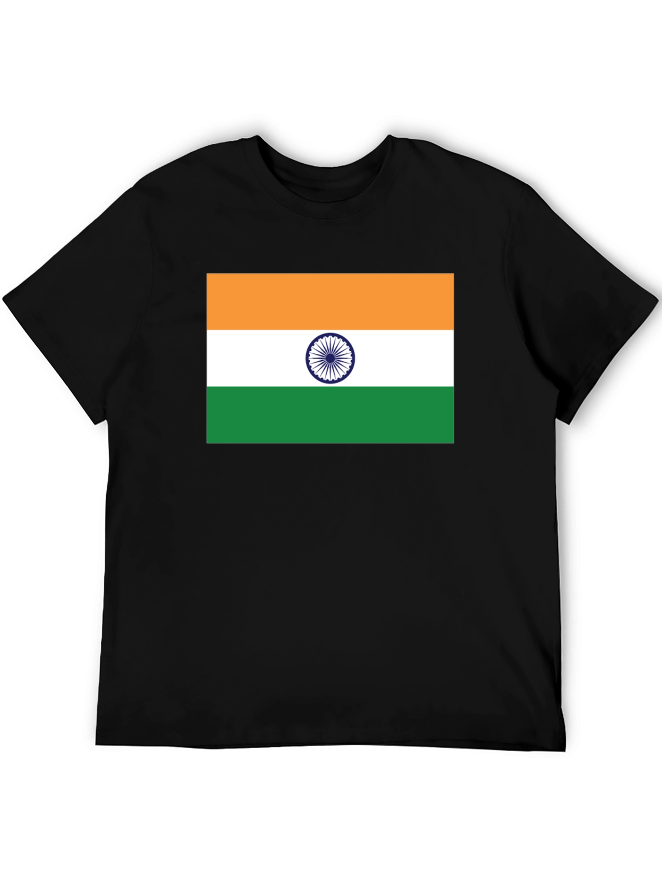 India Flag Graphic Tee - Black Cotton Blend