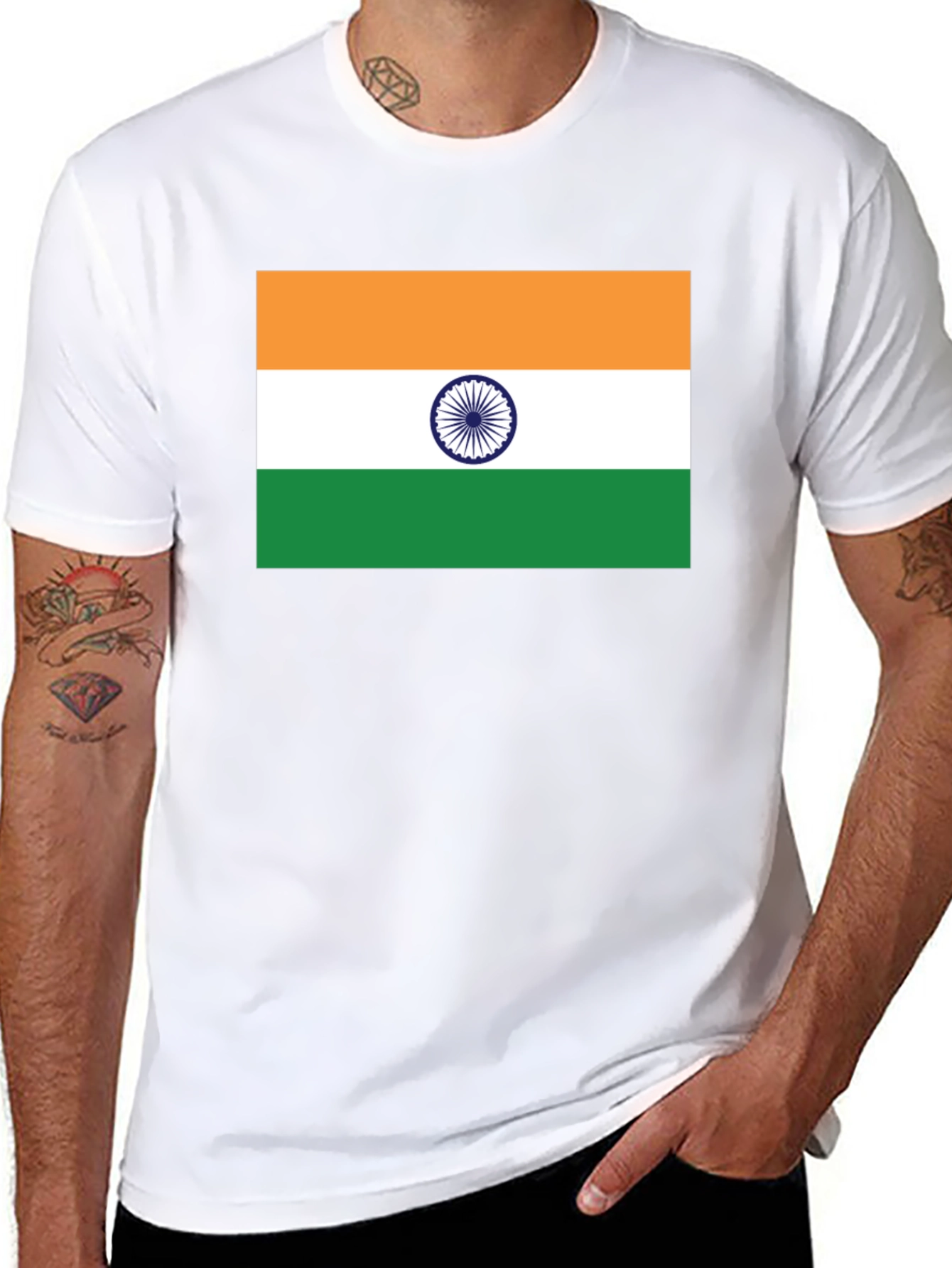 India Flag Graphic Tee - Black Cotton Blend