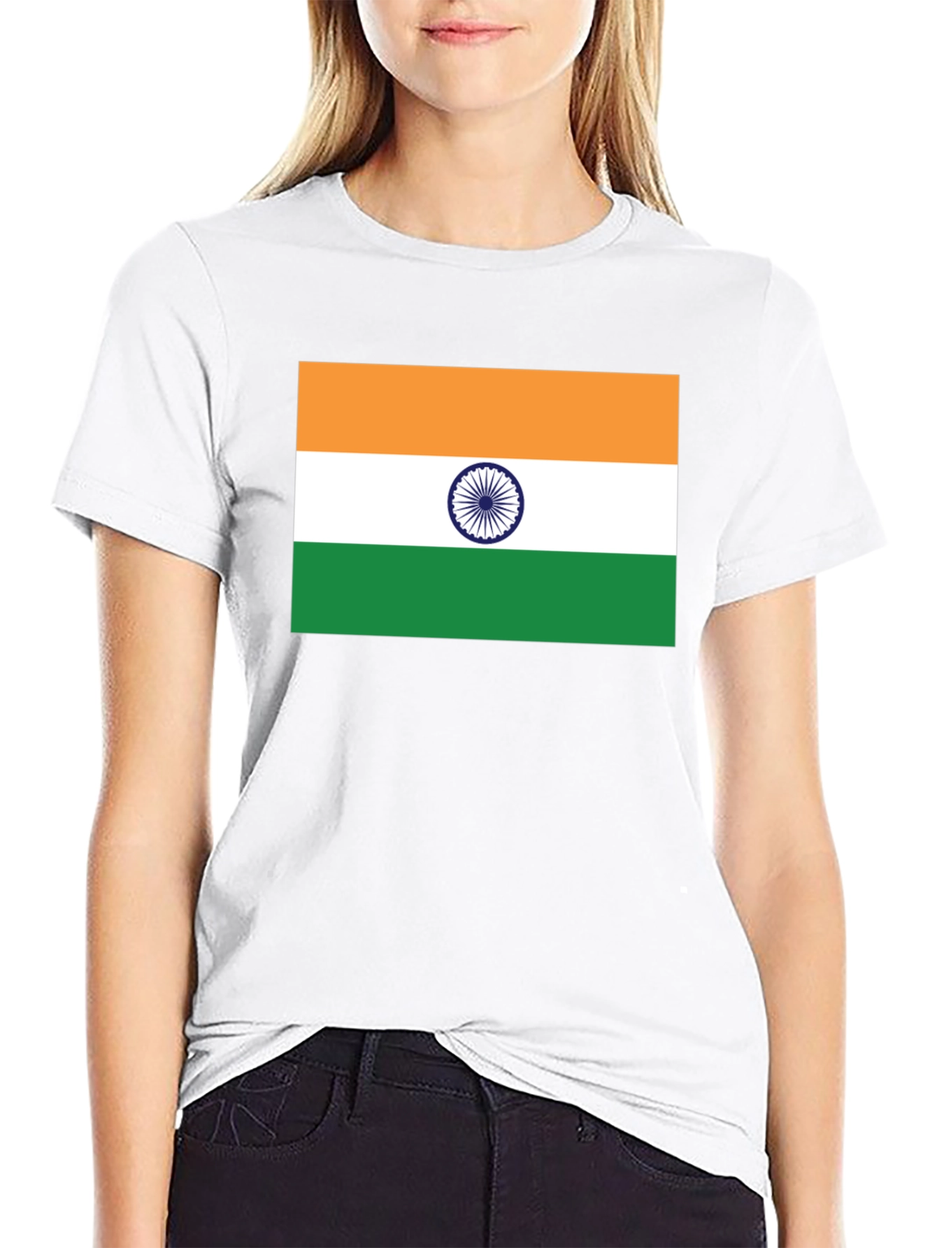 India Flag Graphic Tee - Black Cotton Blend