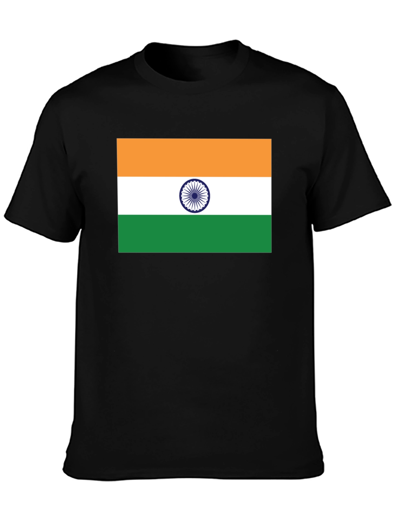 India Flag Graphic Tee - Black Cotton Blend