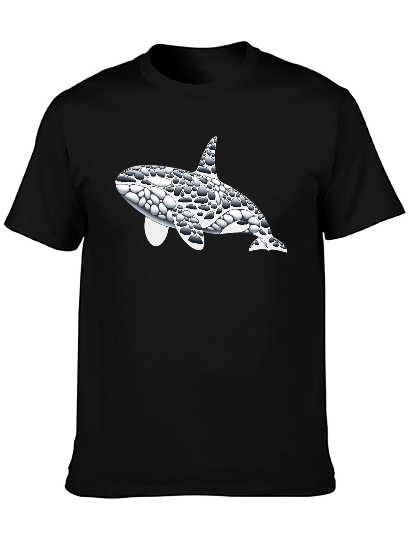 Orca Whale Pebble Print Black T-Shirt
