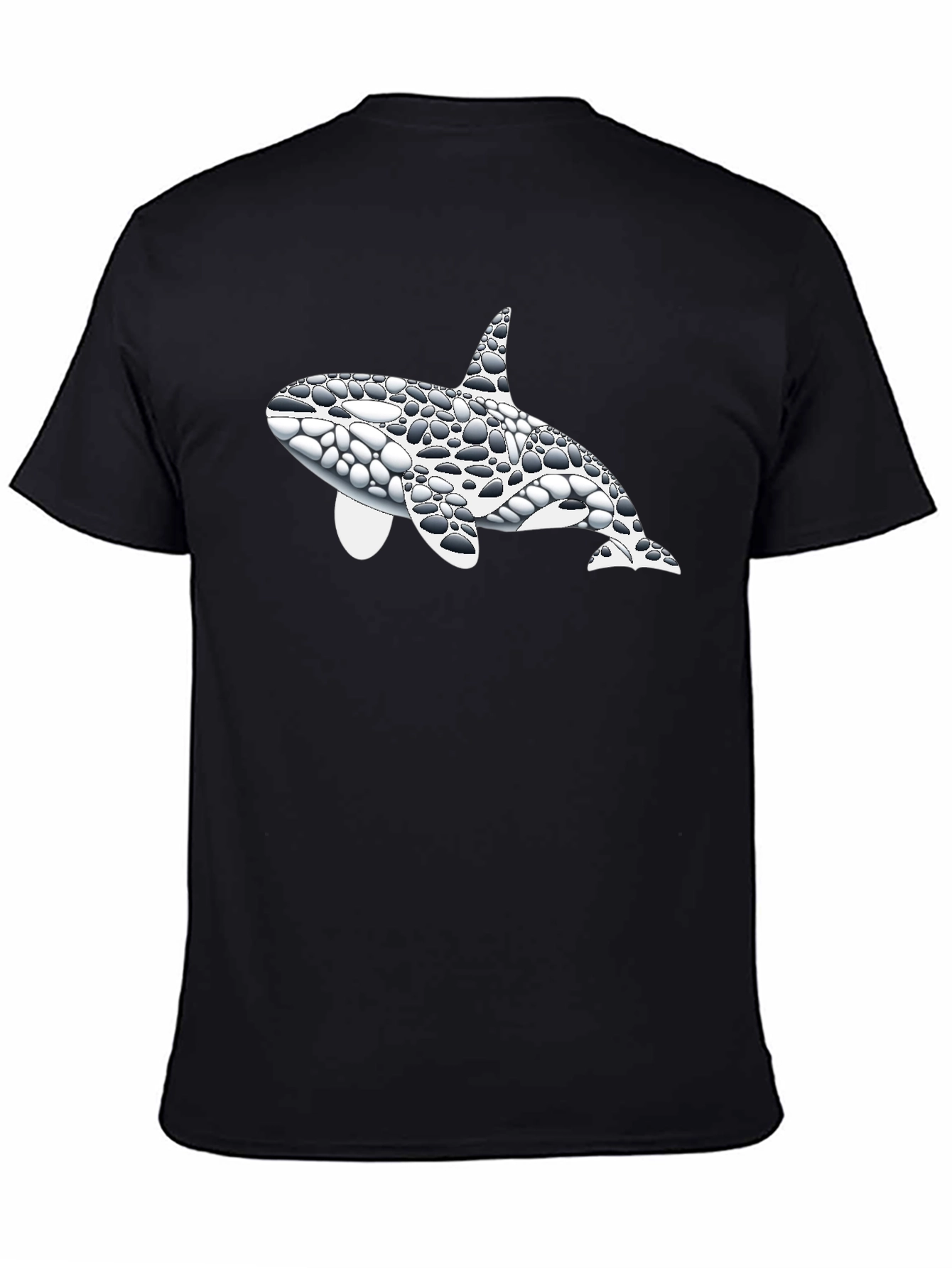 Orca Whale Pebble Print Black T-Shirt