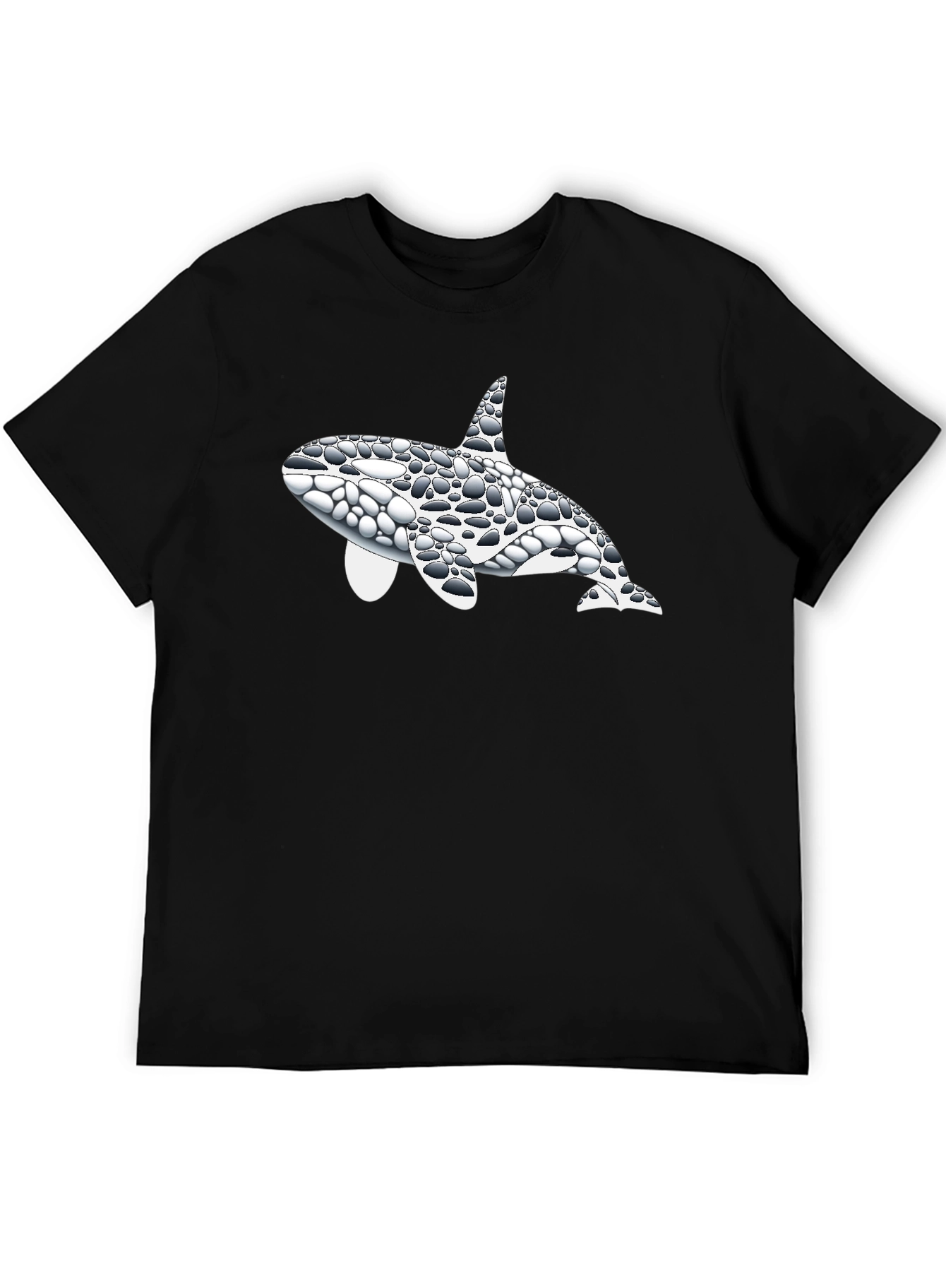 Orca Whale Pebble Print Black T-Shirt