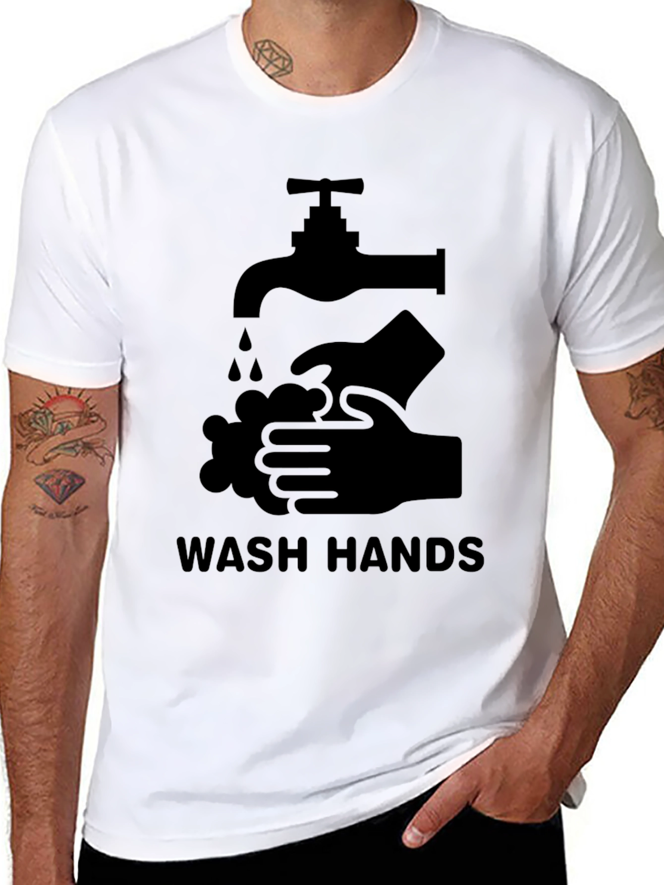 Wash Hands Graphic Tee - Black Unisex T-Shirt