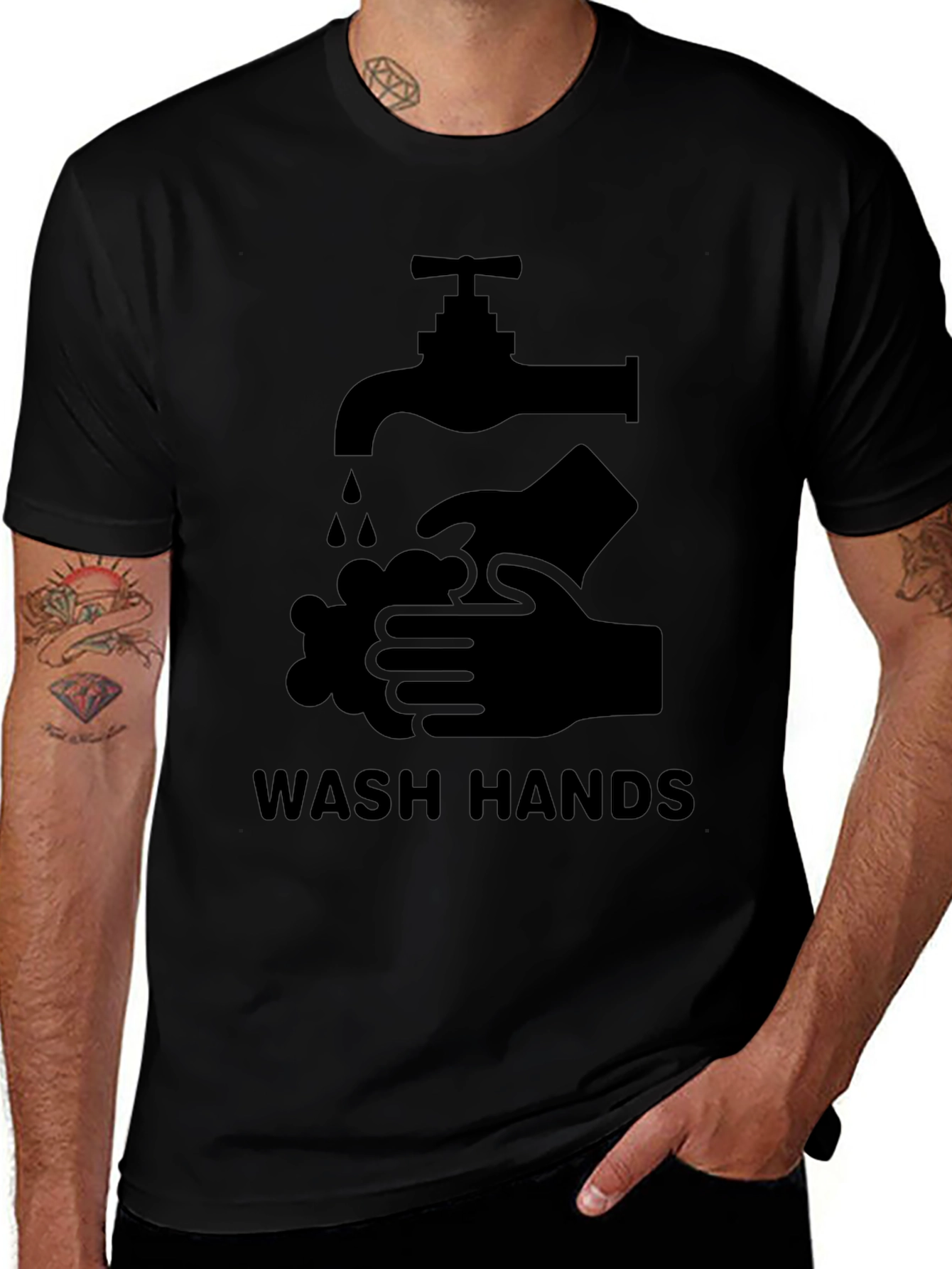 Wash Hands Graphic Tee - Black Unisex T-Shirt