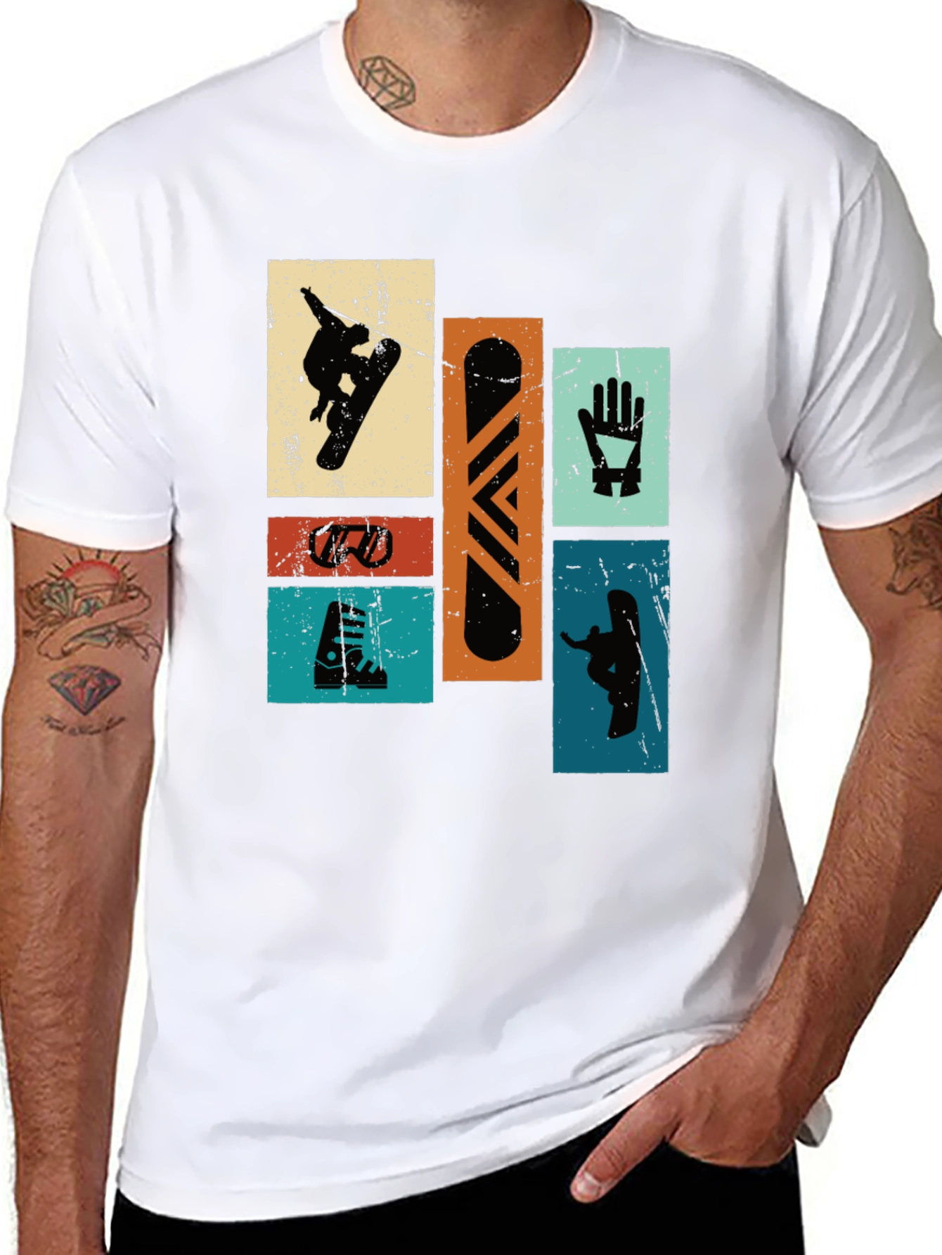 Retro Snowboarder T-Shirt - Black Graphic Tee