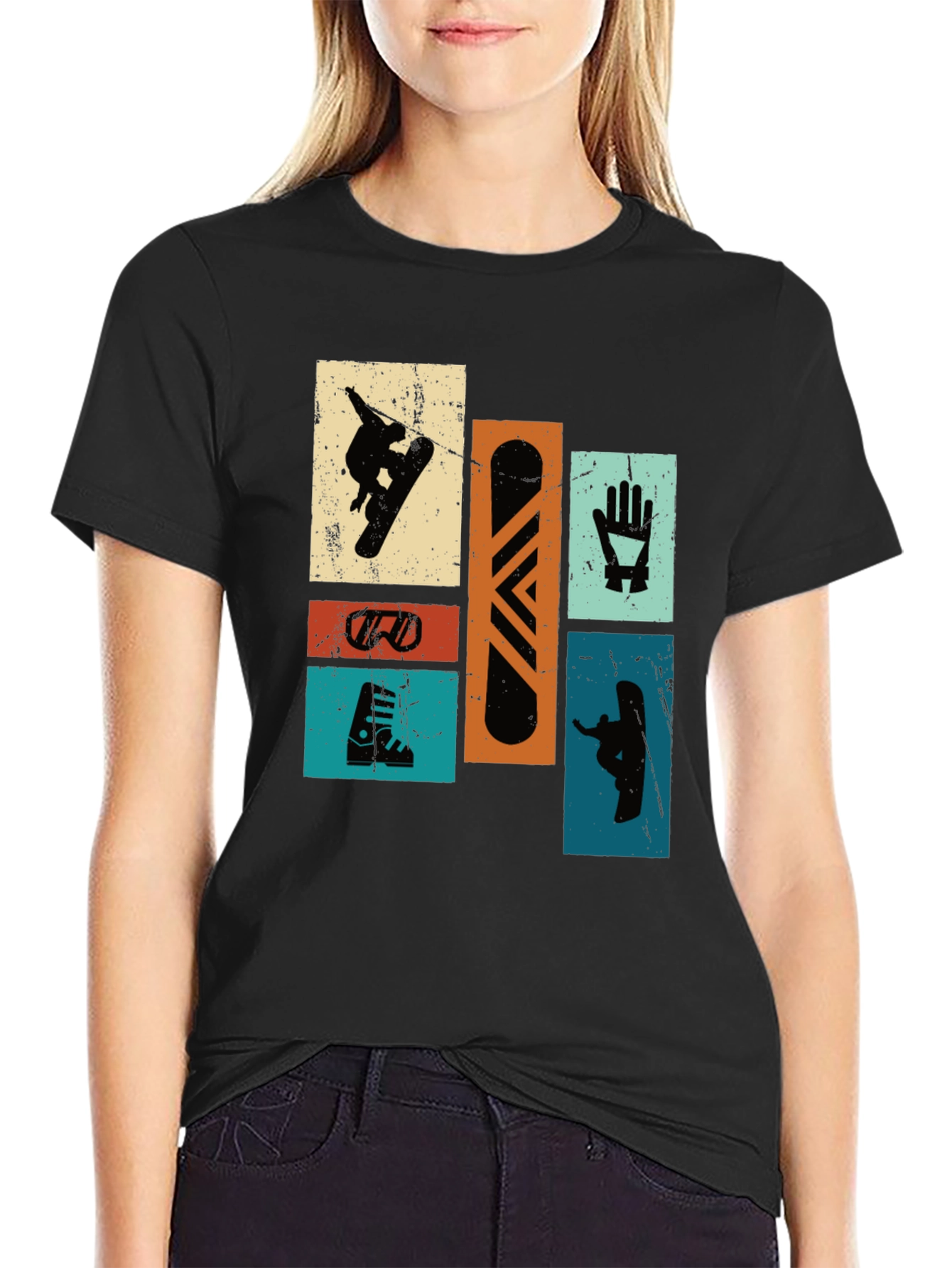 Retro Snowboarder T-Shirt - Black Graphic Tee