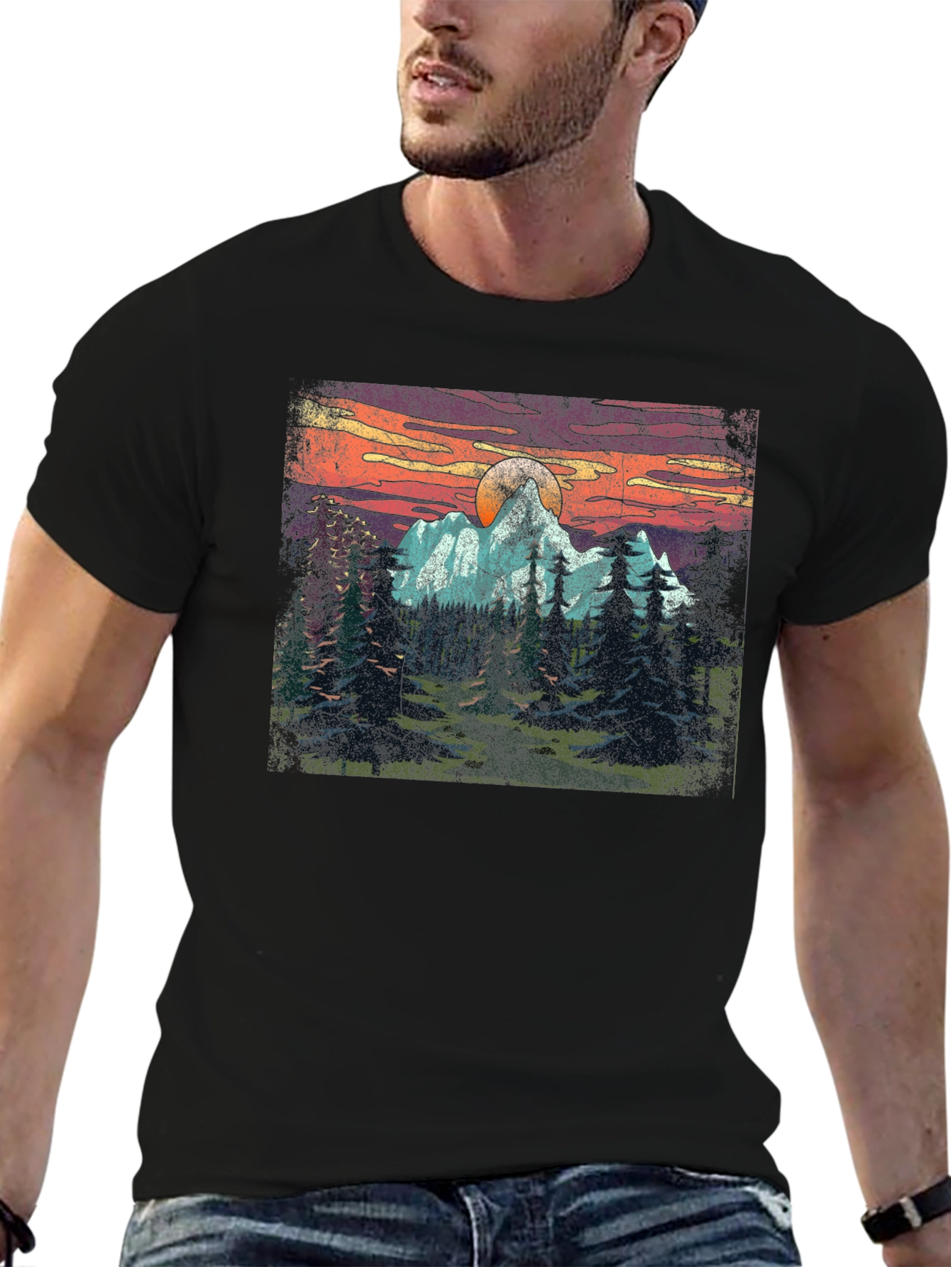 Mountain Sunset Graphic Tee - Adventure Awaits