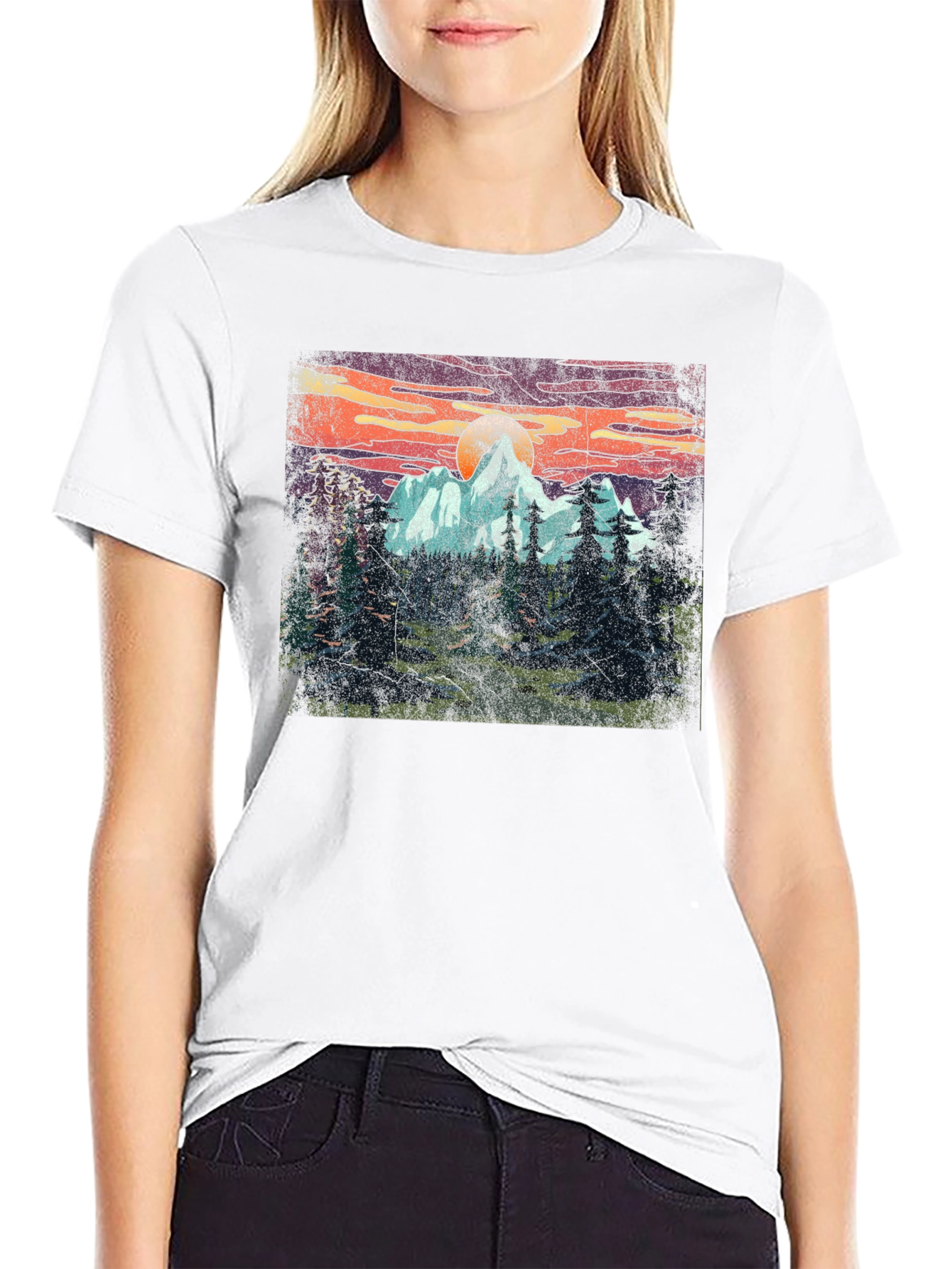 Mountain Sunset Graphic Tee - Adventure Awaits