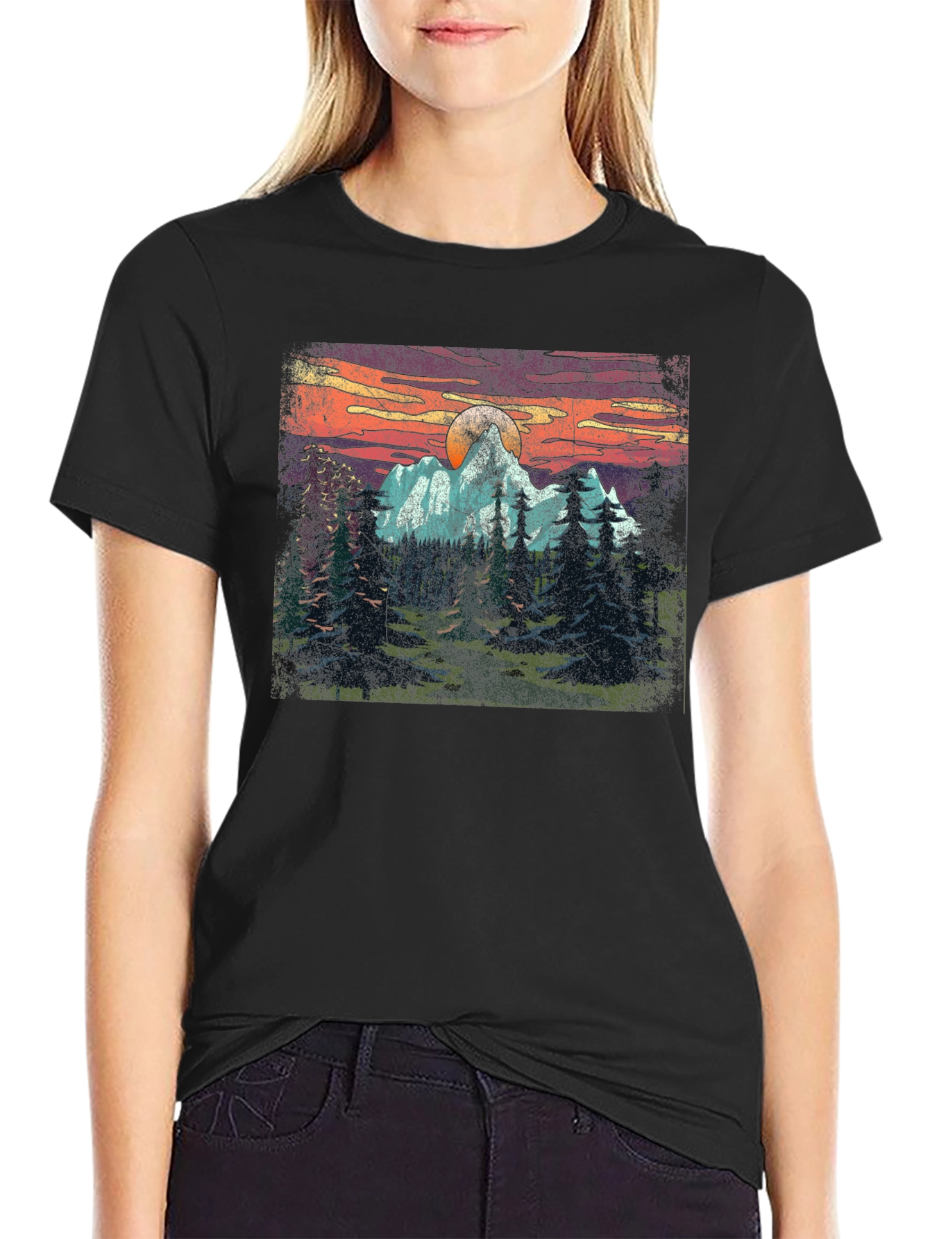 Mountain Sunset Graphic Tee - Adventure Awaits