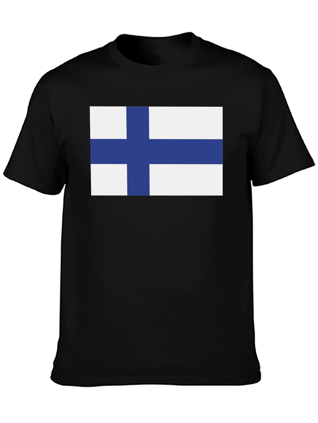 Finland Flag T-Shirt - Black Crew Neck Tee