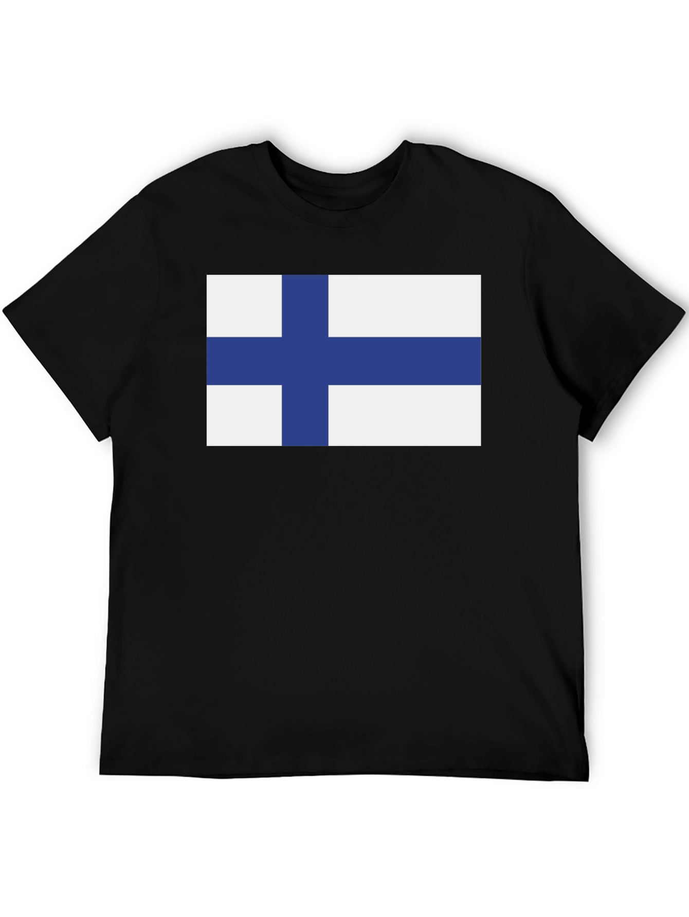 Finland Flag T-Shirt - Black Crew Neck Tee