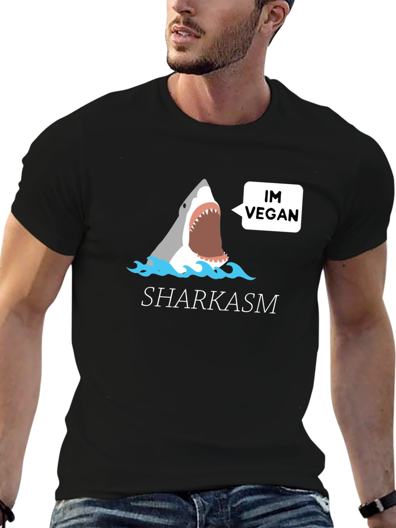Vegan Shark T-Shirt - Funny Sharkasm Tee
