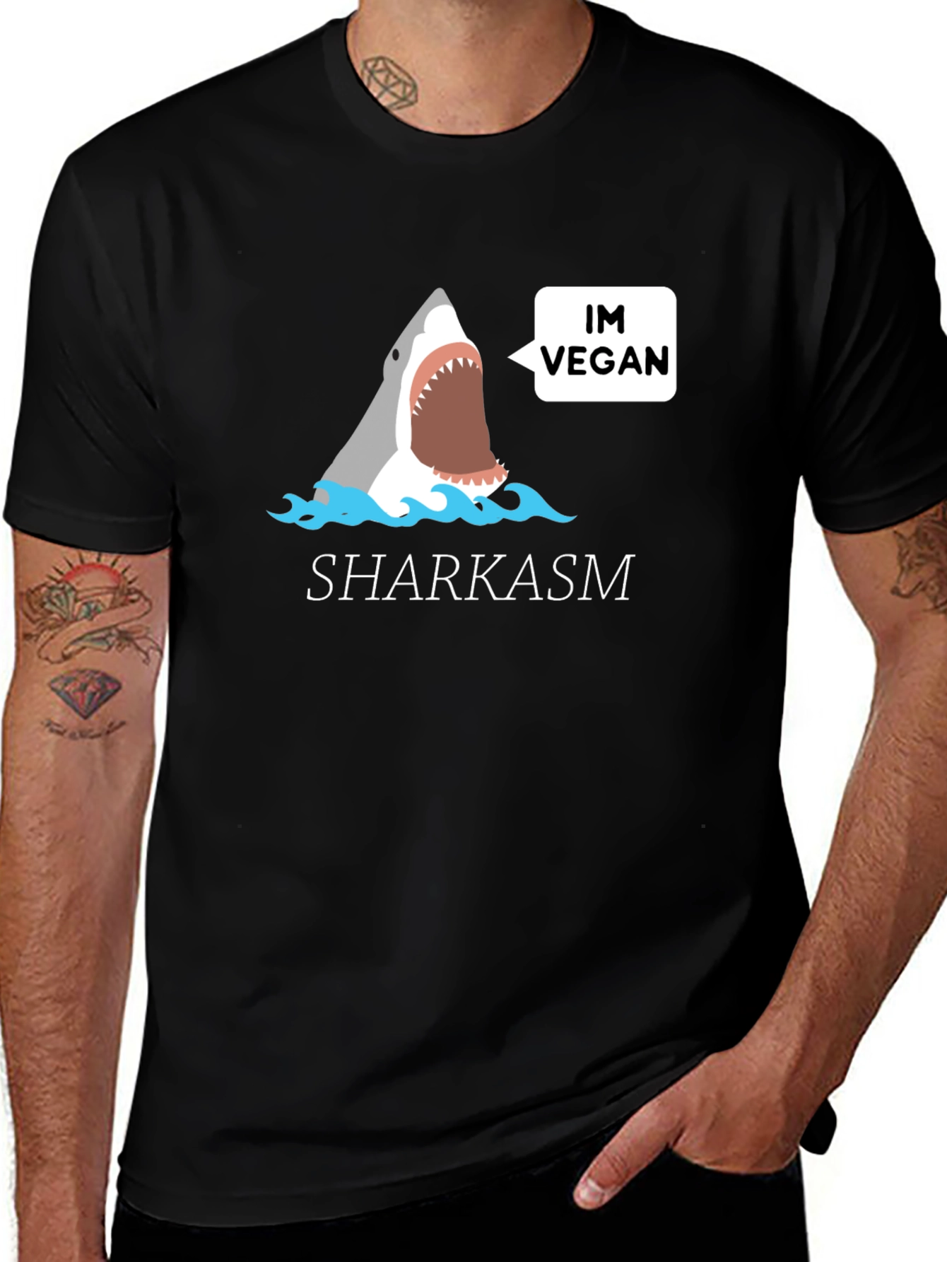 Vegan Shark T-Shirt - Funny Sharkasm Tee