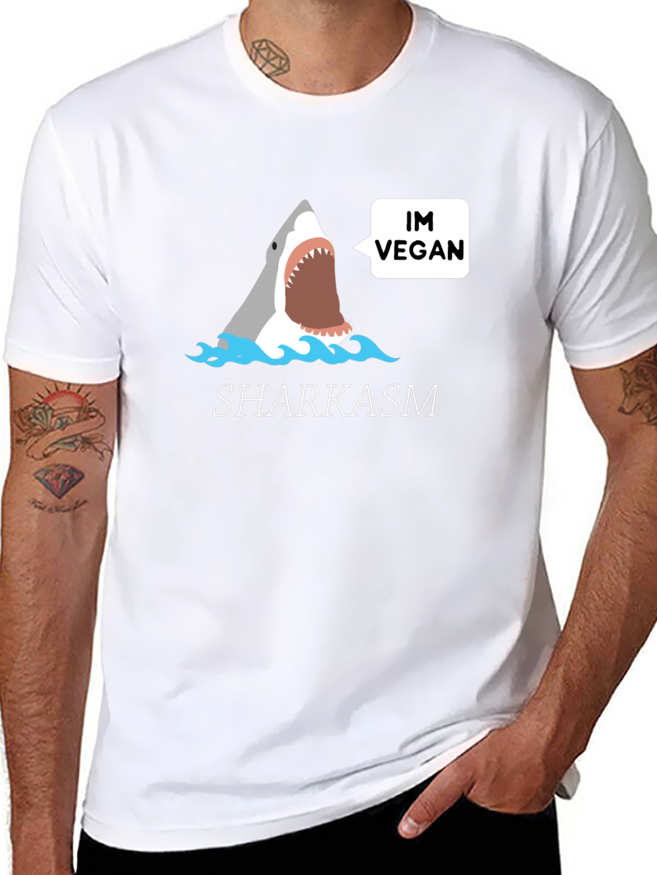 Vegan Shark T-Shirt - Funny Sharkasm Tee