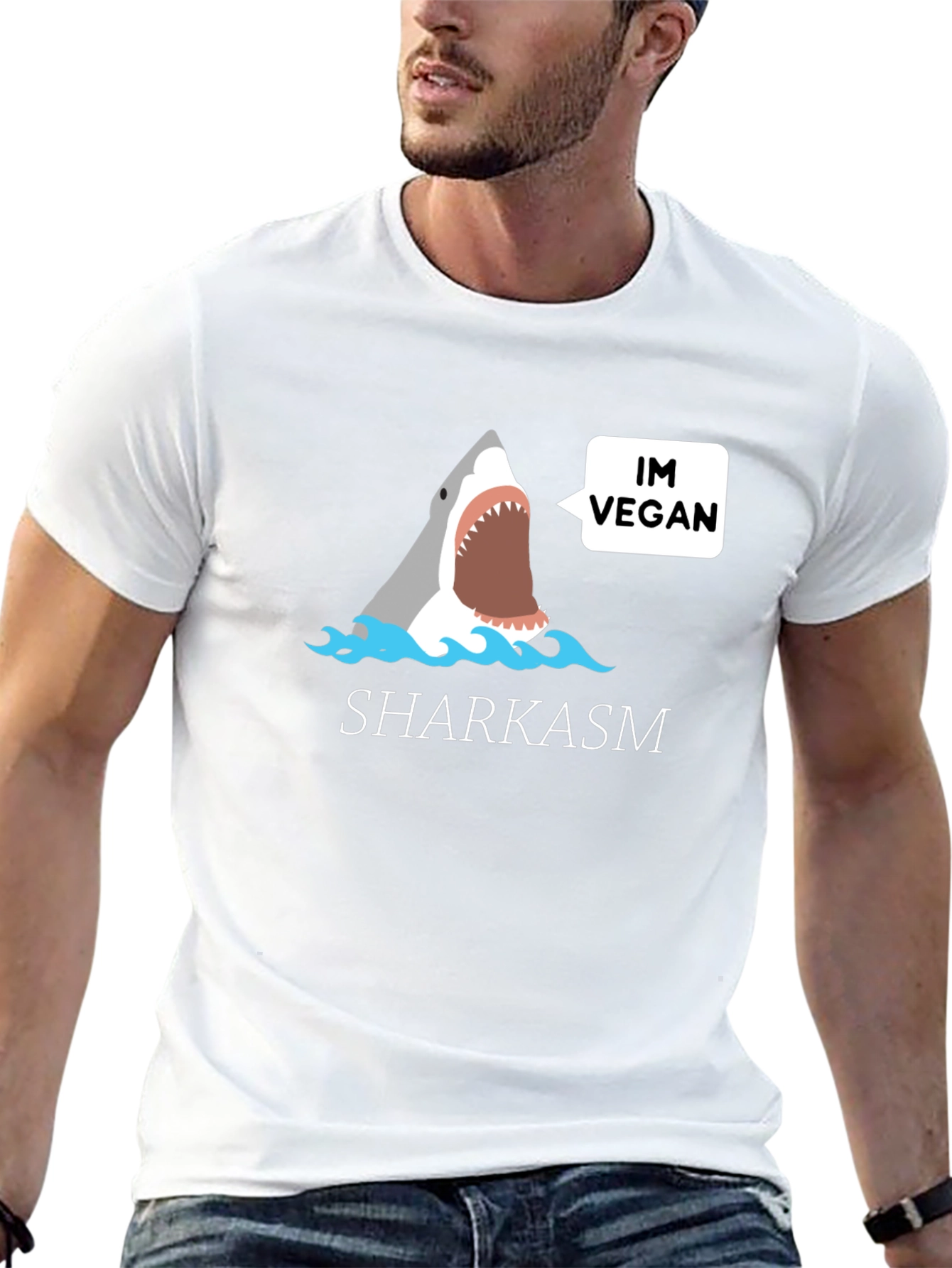 Vegan Shark T-Shirt - Funny Sharkasm Tee