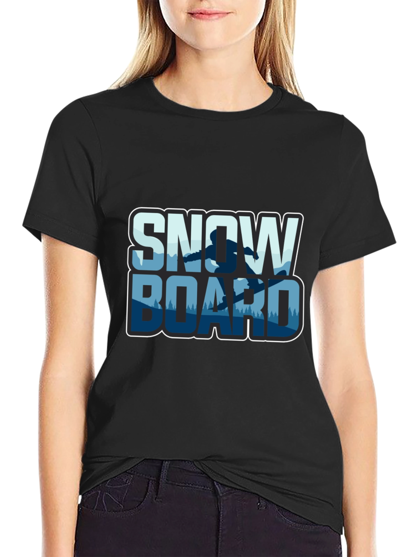 Snowboard T-Shirt - Black Graphic Tee