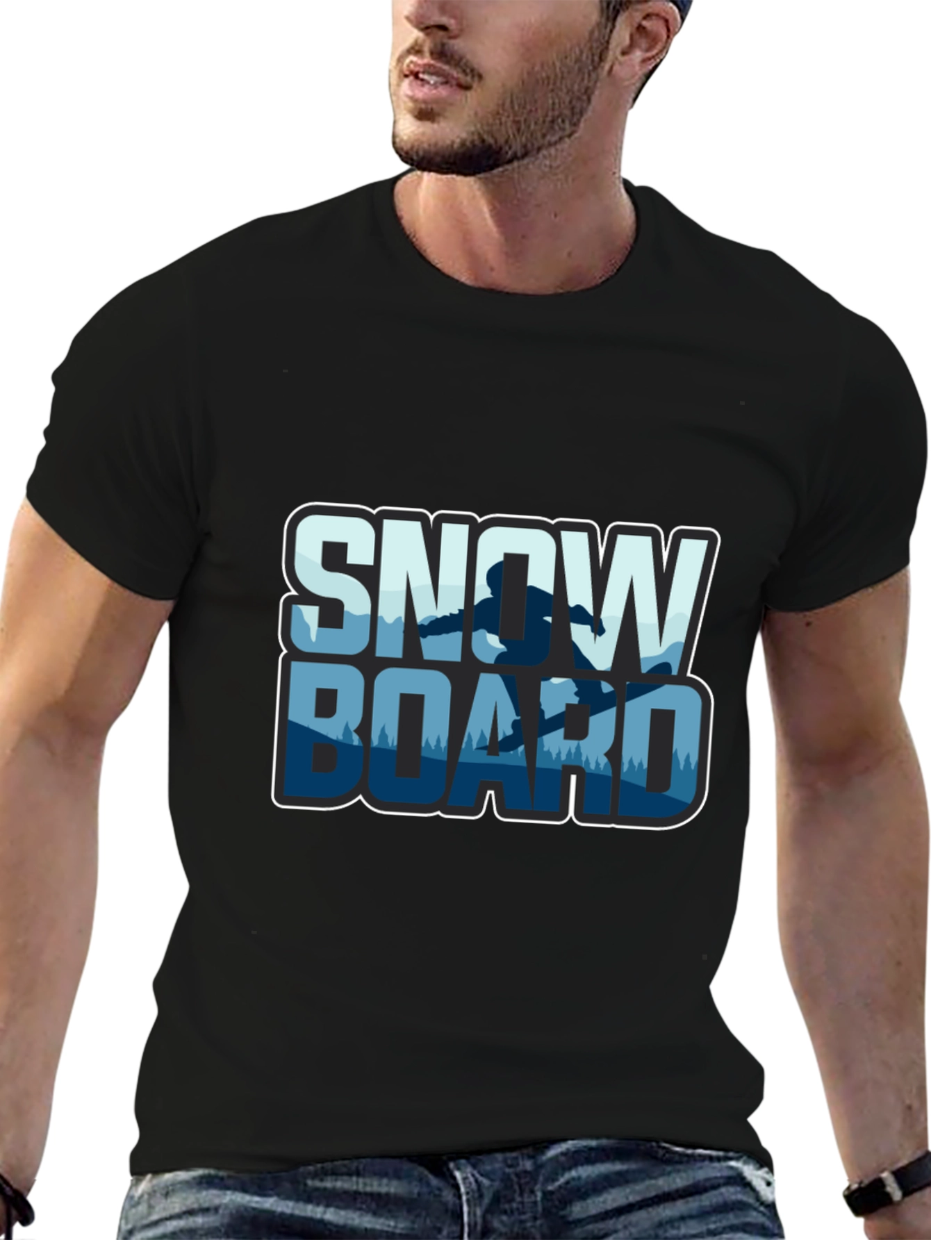 Snowboard T-Shirt - Black Graphic Tee