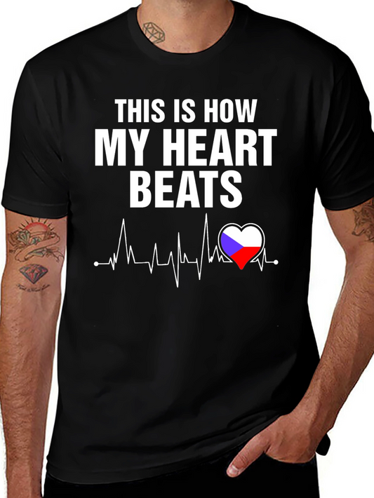 Heartbeat T-Shirt - Czech Flag Heart