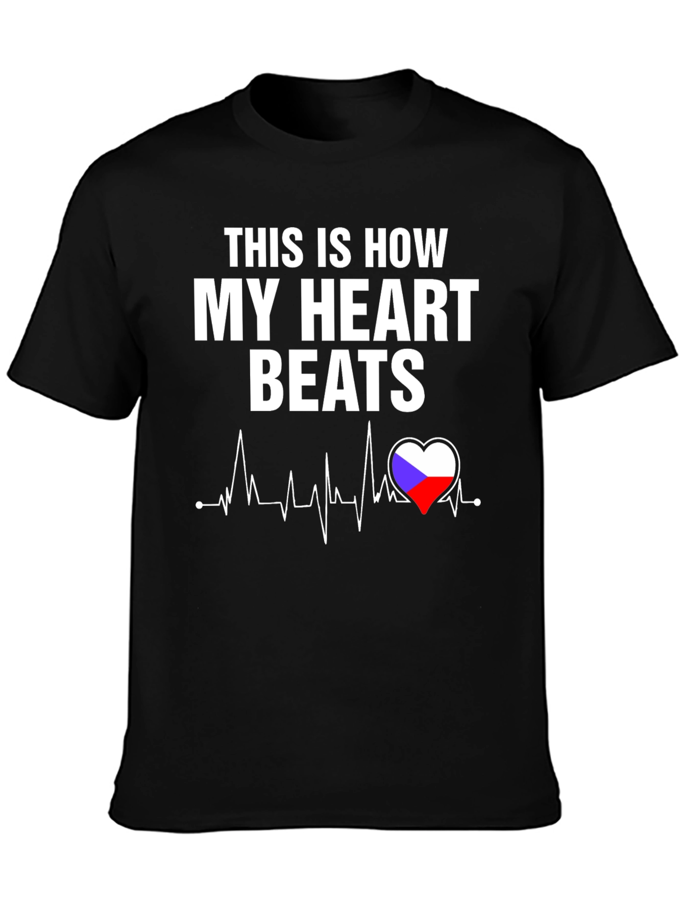 Heartbeat T-Shirt - Czech Flag Heart