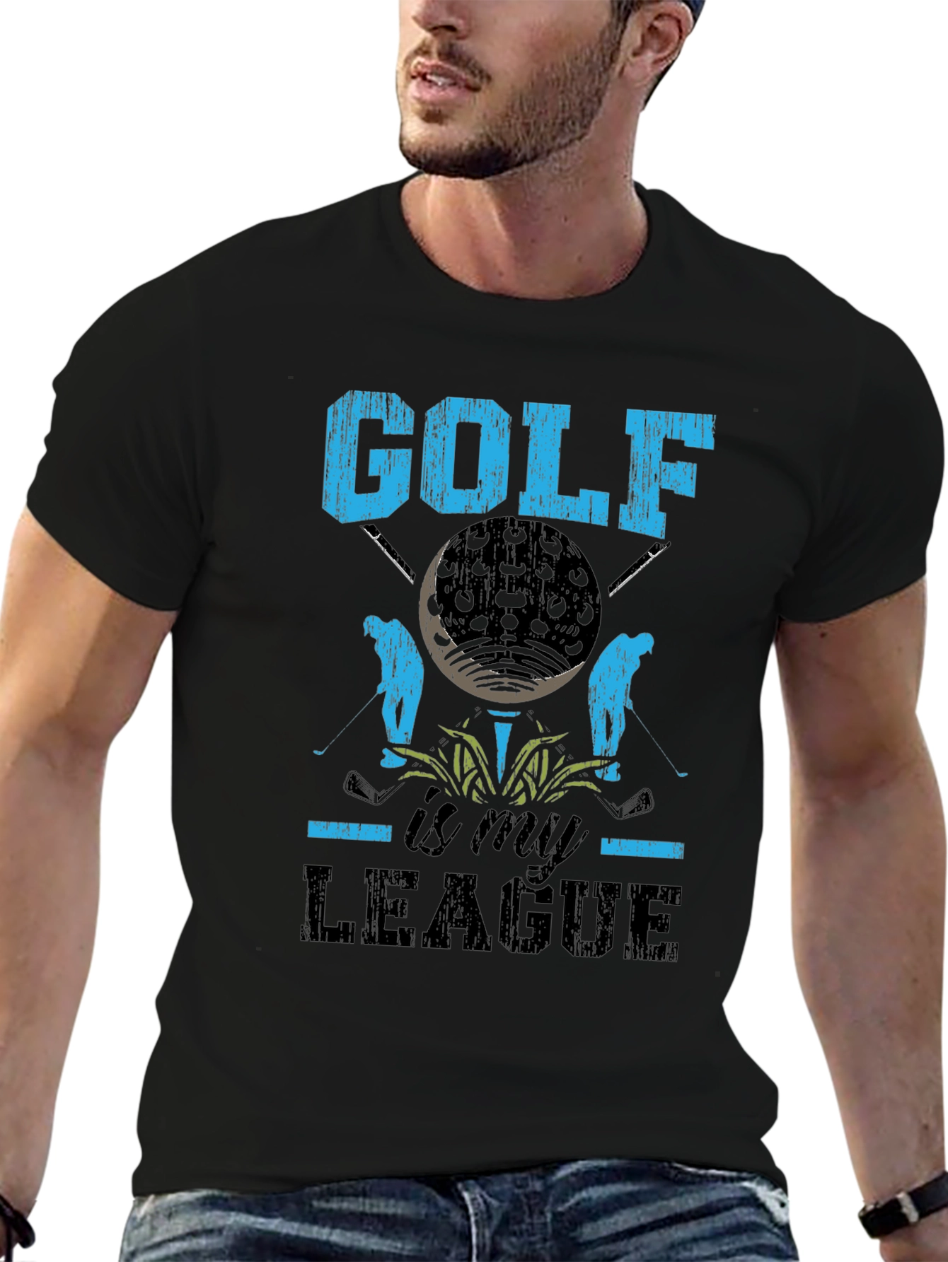 Golf Is My League Black Graphic Tee