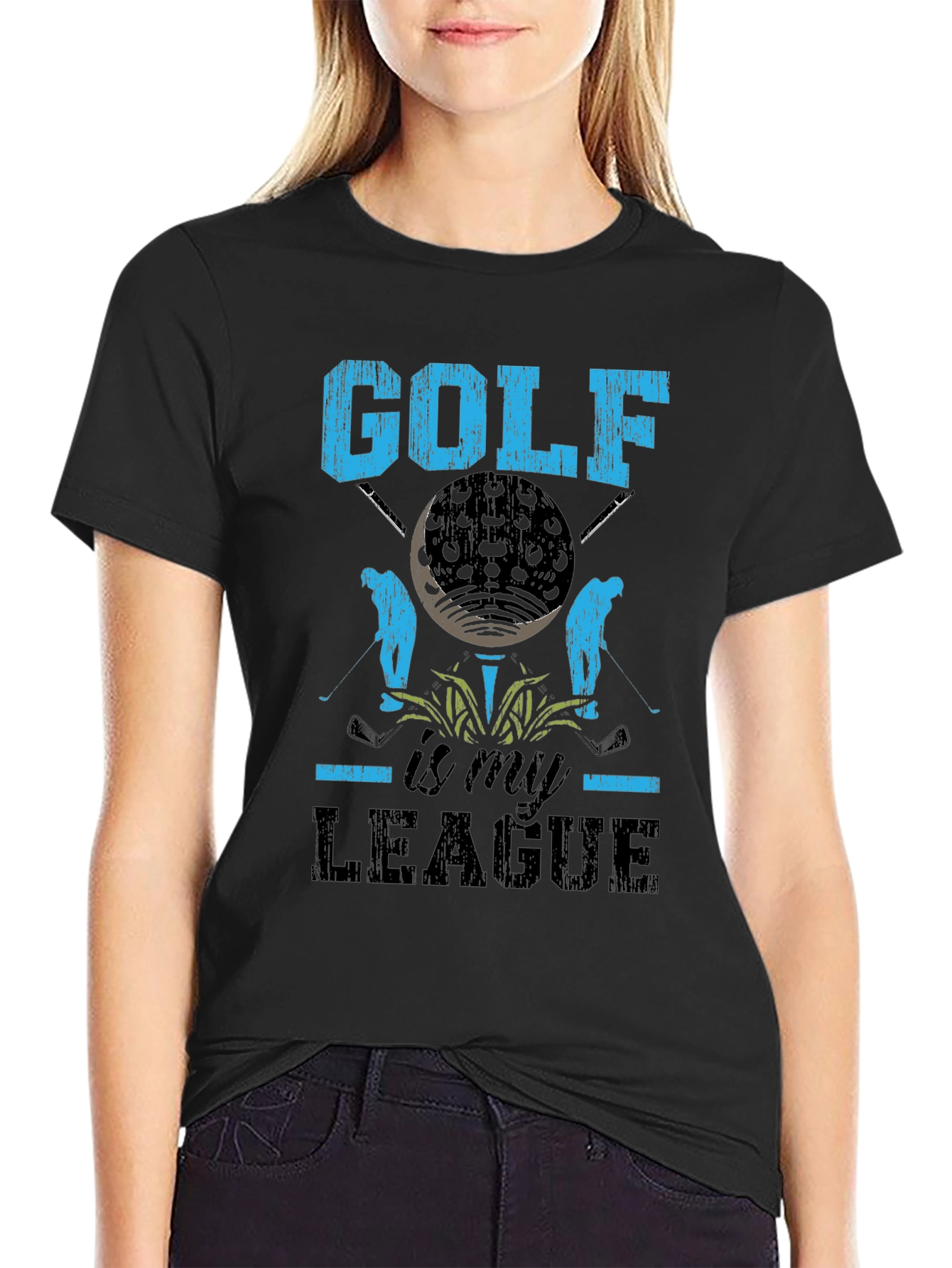 Golf Is My League Black Graphic Tee