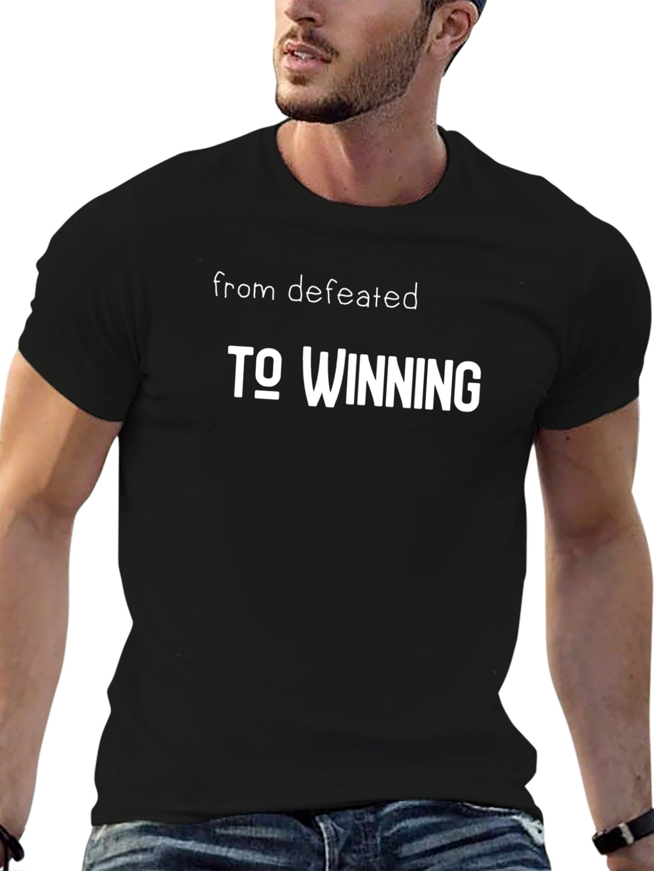 From Defeated to Winning Graphic Tee - Black
